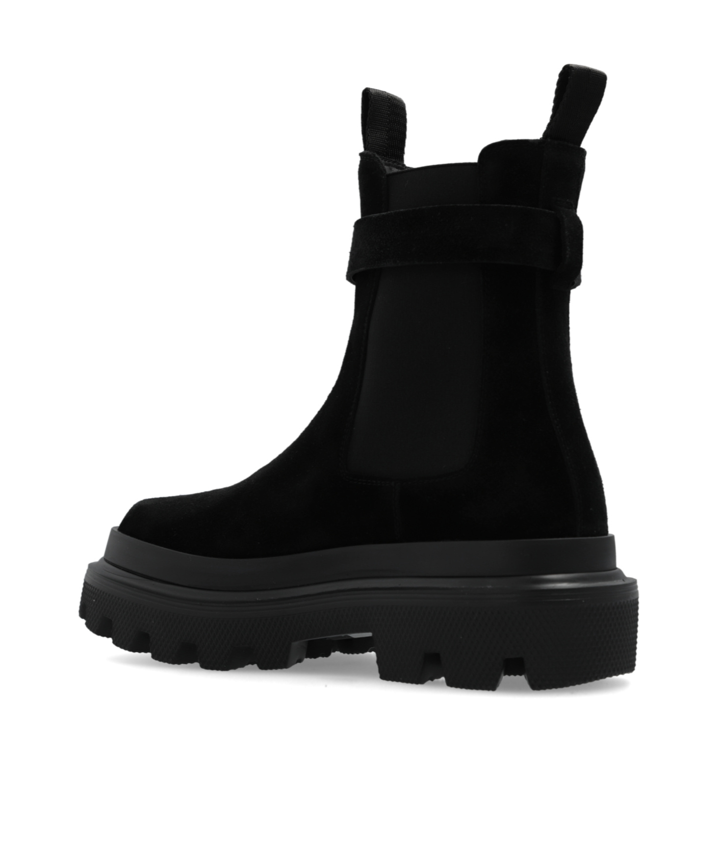 Dolce & Gabbana Calfskin Ankle Boots With Branded Strap In Black