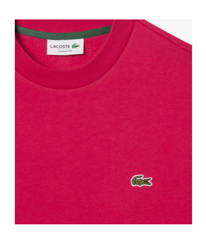 Lacoste Fleece Crew Neck Sweatshirt In Pink