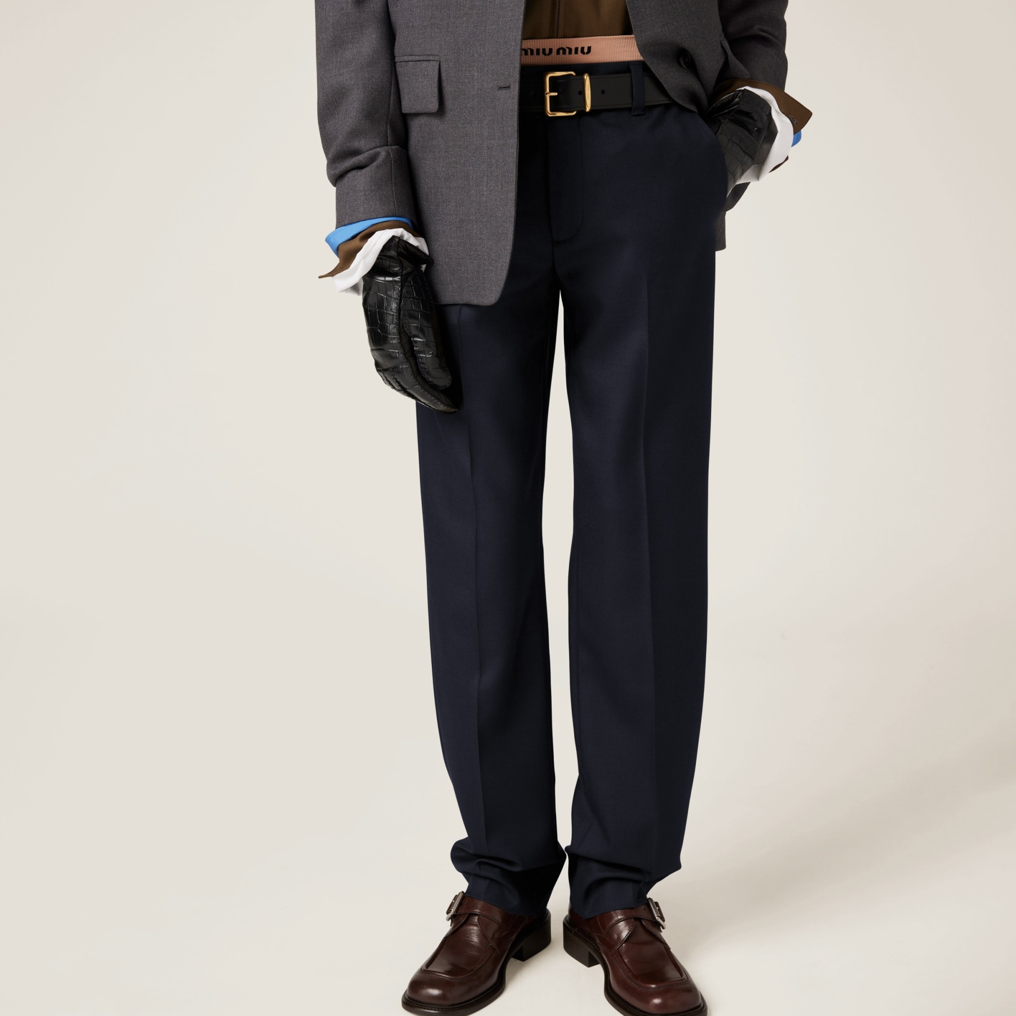 Miu Miu Gabardine Trousers In Black