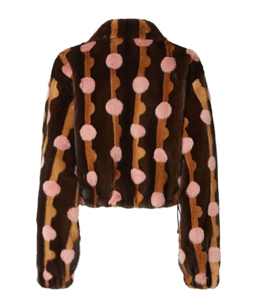 Fendi Dots Brown Mink Jacket In Brown