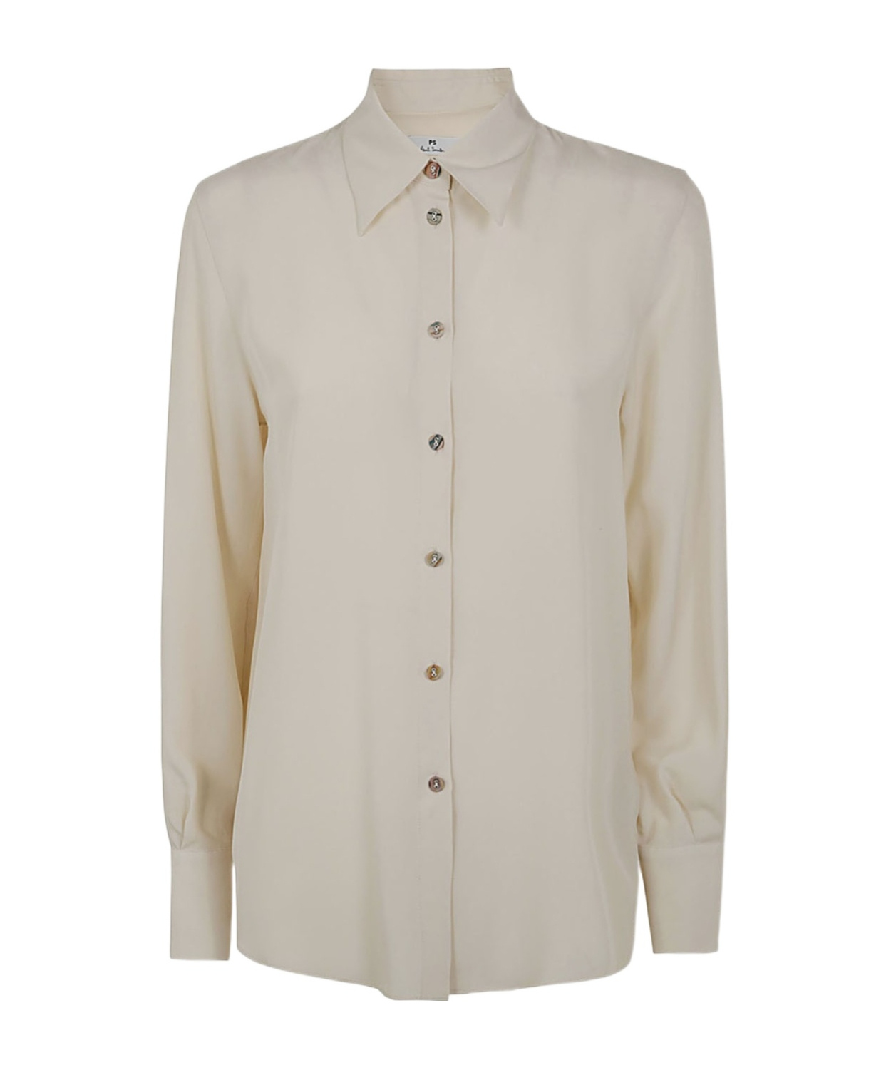 Ps By Paul Smith Spread-collar Crepe Shirt In Nude