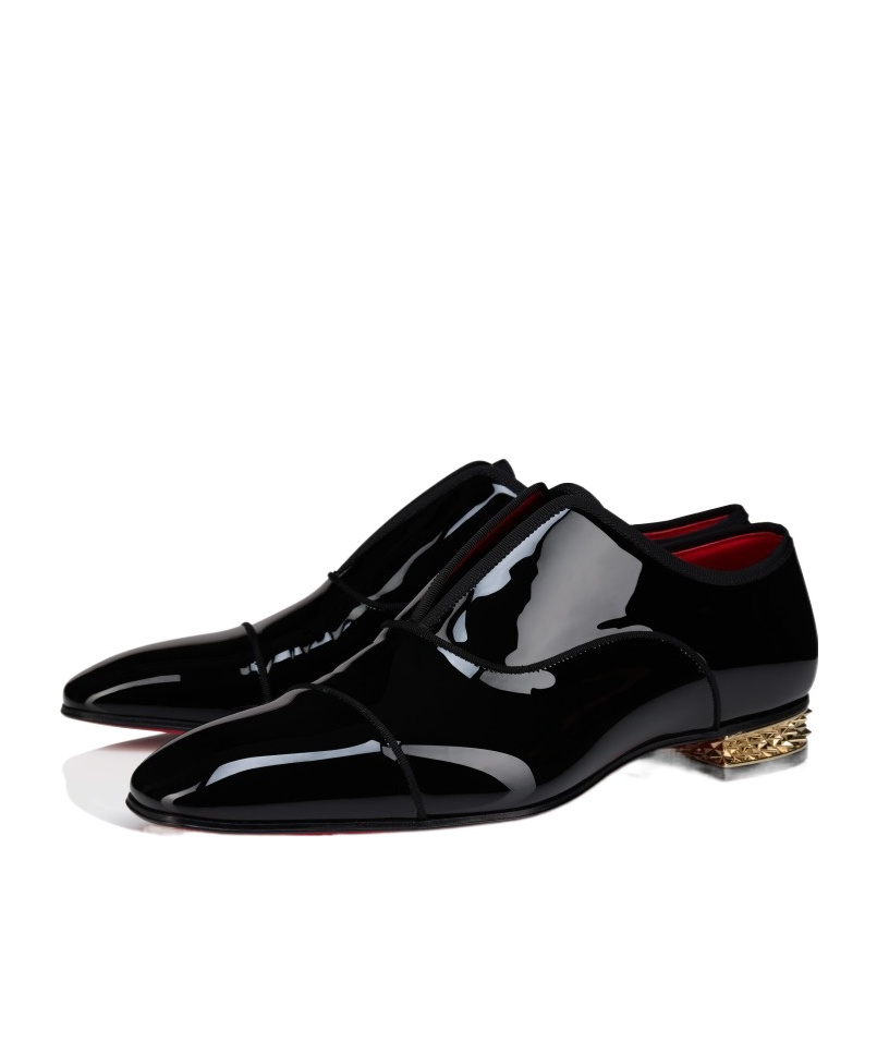 Christian Louboutin Alphamale Rocks Patent Leather Oxfords In Black