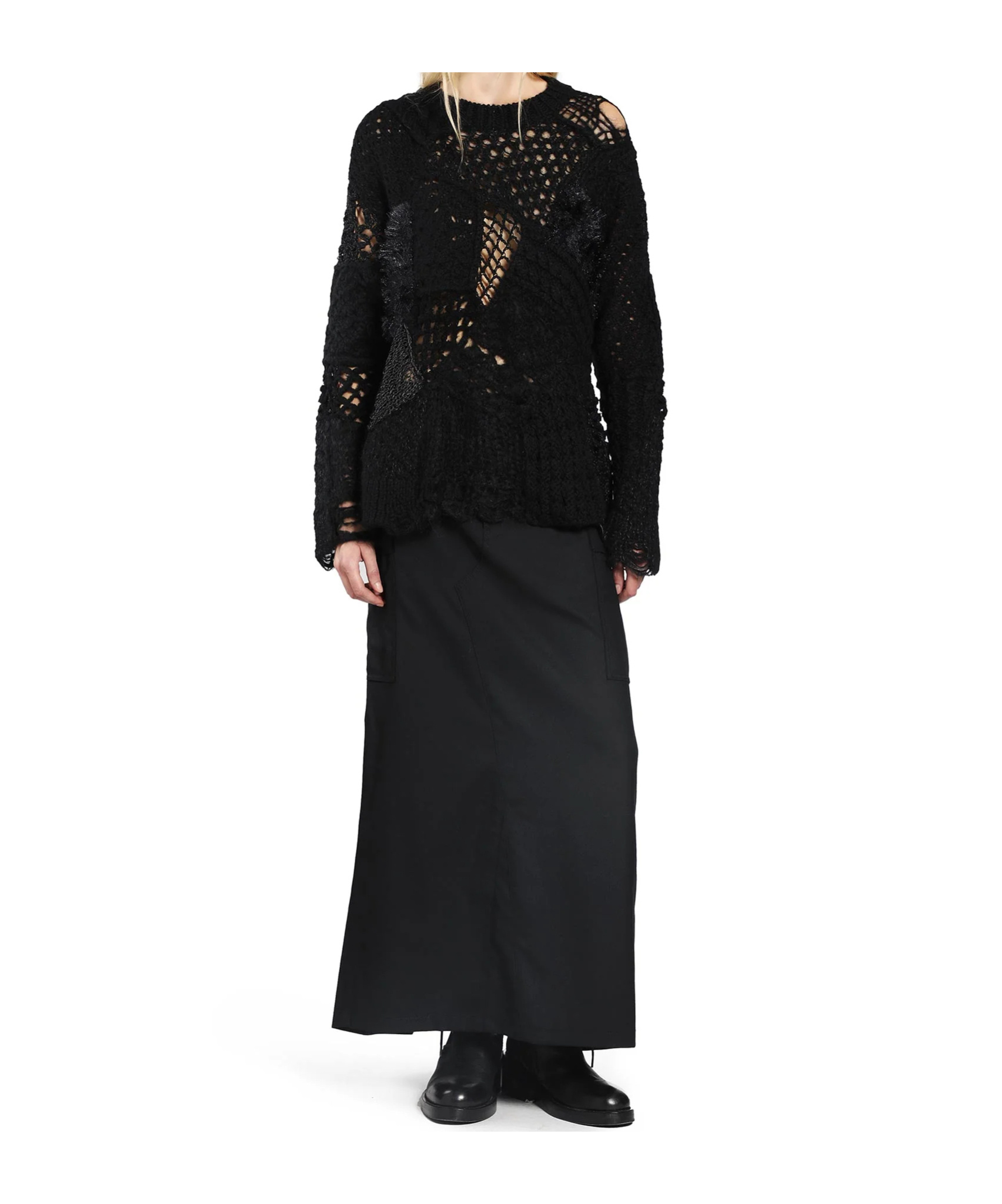Junya Watanabe Open-knit Sweater In Black