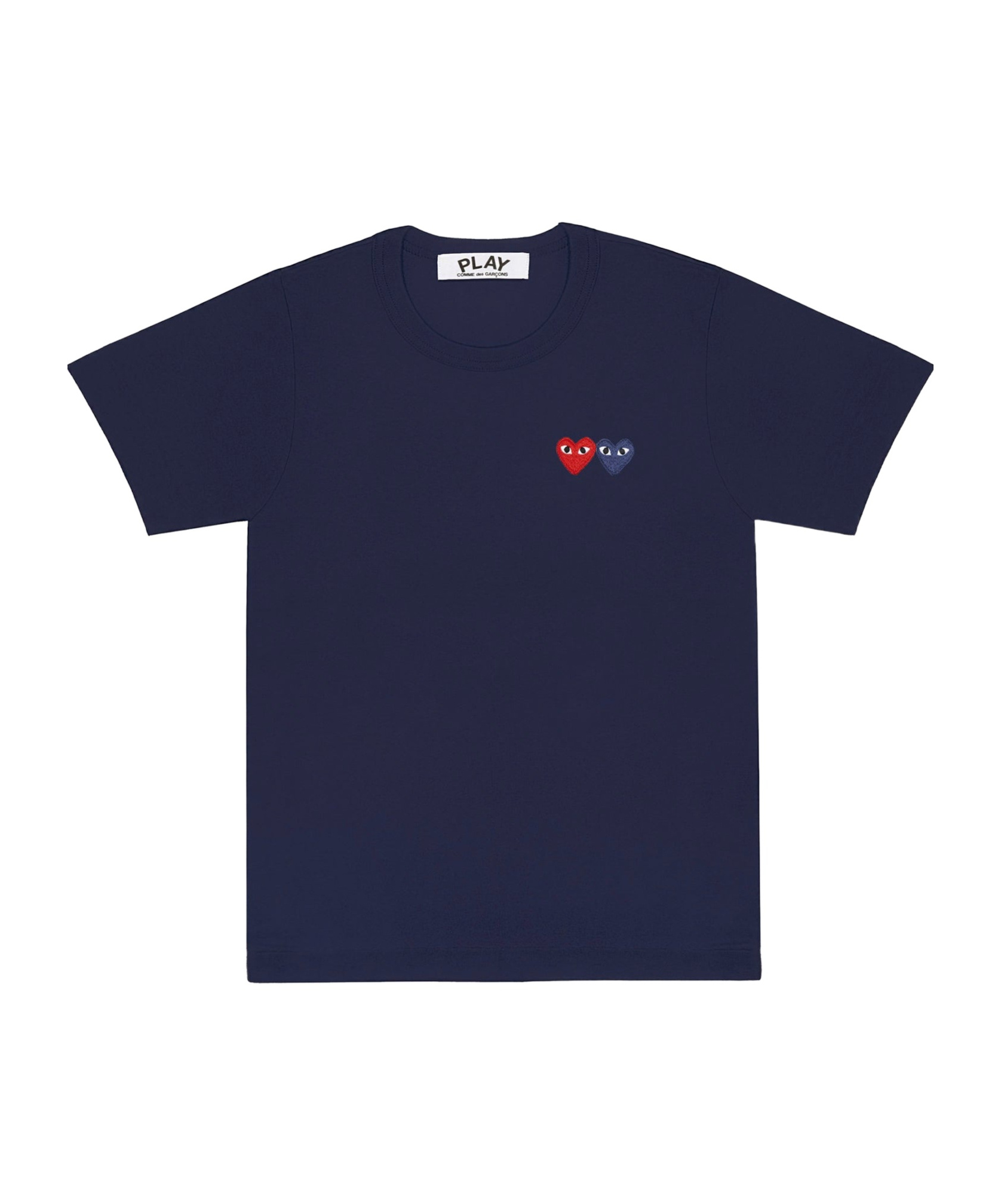 Comme Des Garçons Play Double Heart Patch Cotton Jersey T-shirt In Blue