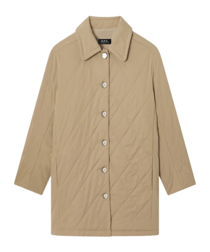 Apc Malia Quilted Buttoned Coat In Brown