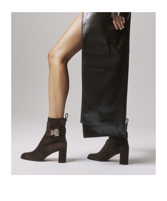 Christian Louboutin Booty Lock Suede Heeled Boots 70 In Black