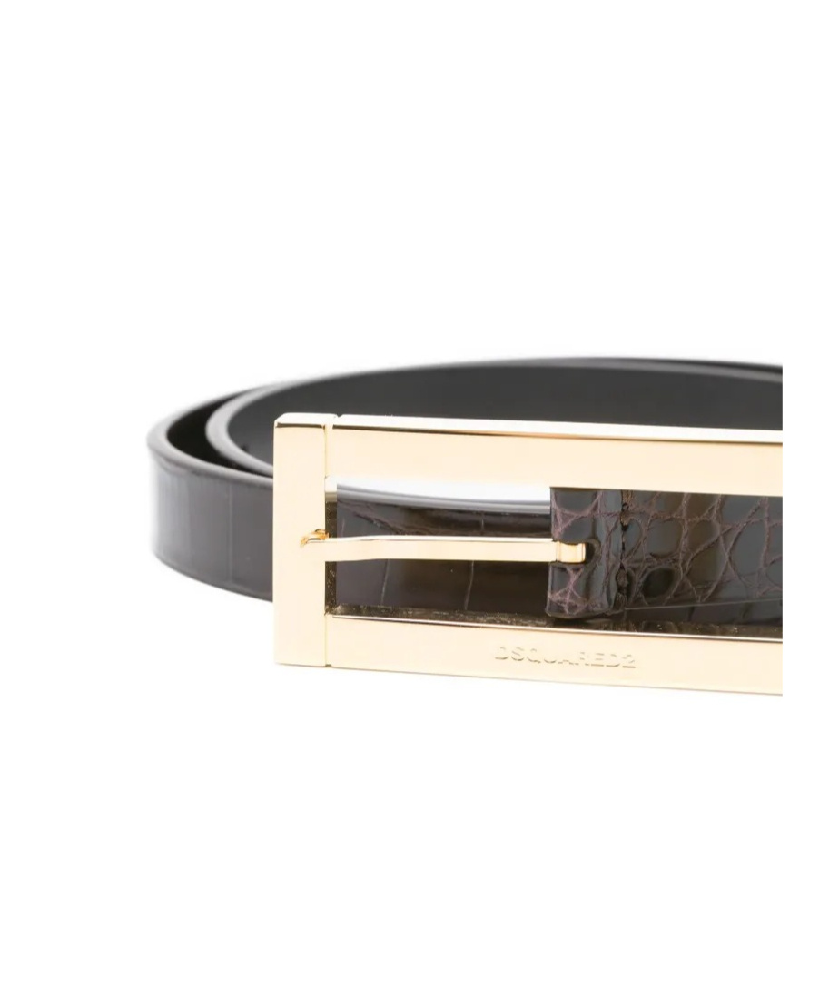 Dsquared2 Crocodile-effect Buckle Belt In Brown