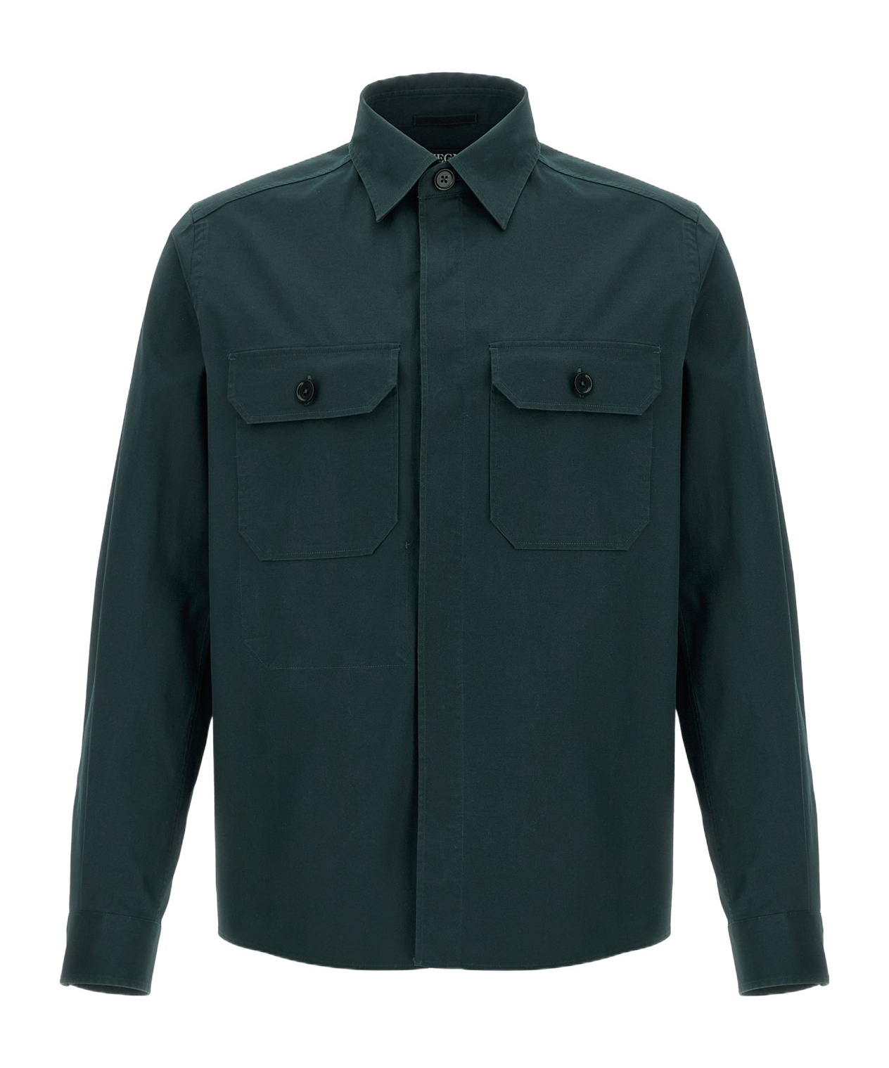 Shop Zegna Long-sleeved Poplin Shirt In Green