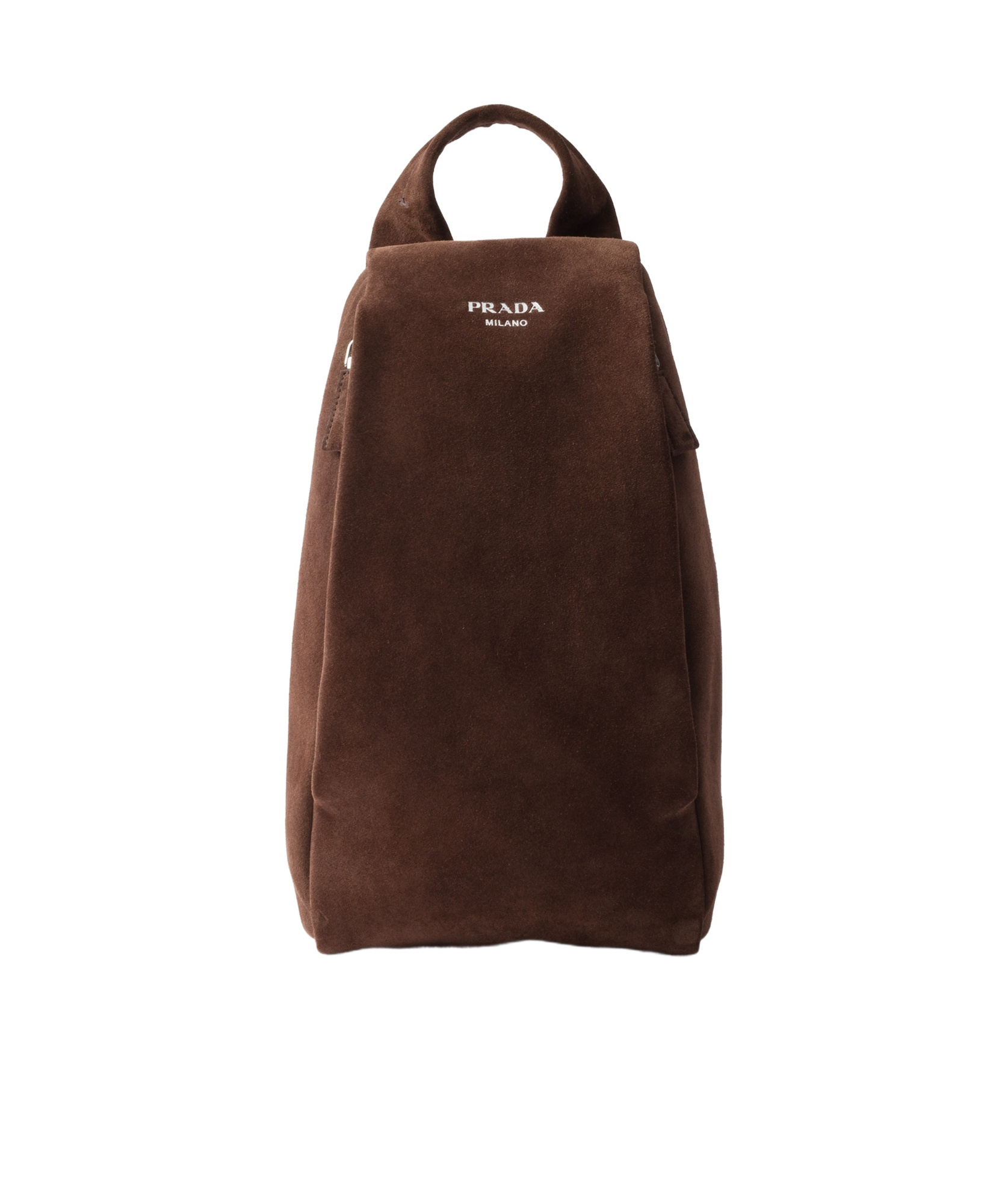 Prada Top Handle Luxe Suede Backpack In Coffee