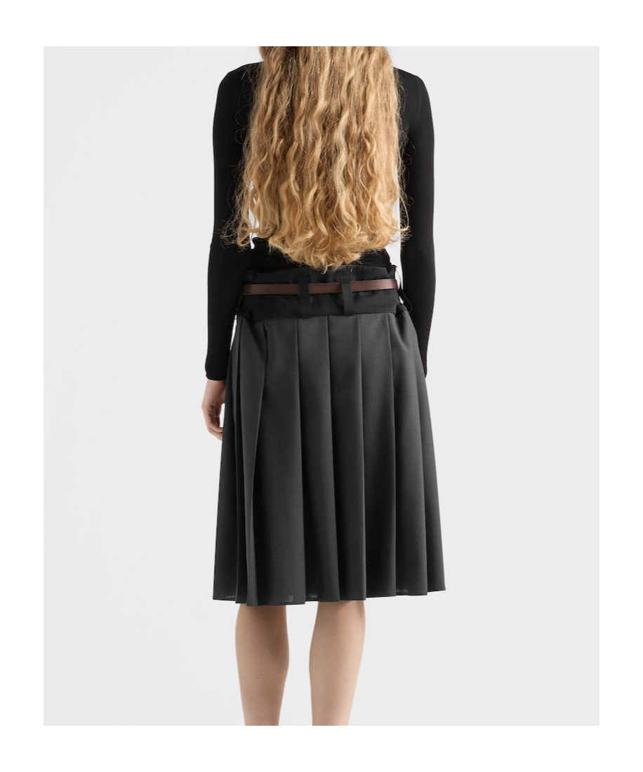 Prada Textured Wool Crewneck Sweater With Long Sleeves In Black