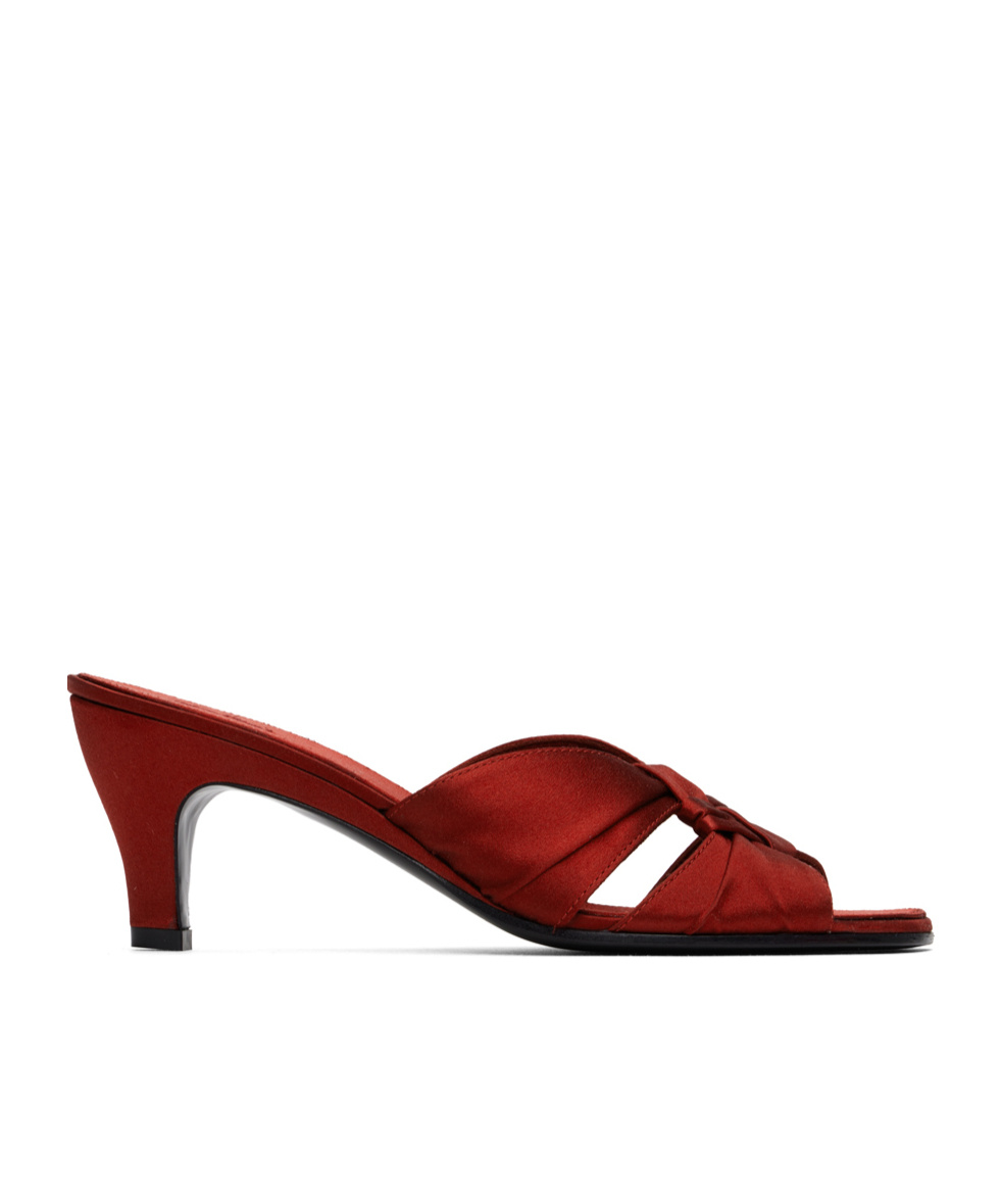 The Row Soft Knot 65 Satin Mules In Red