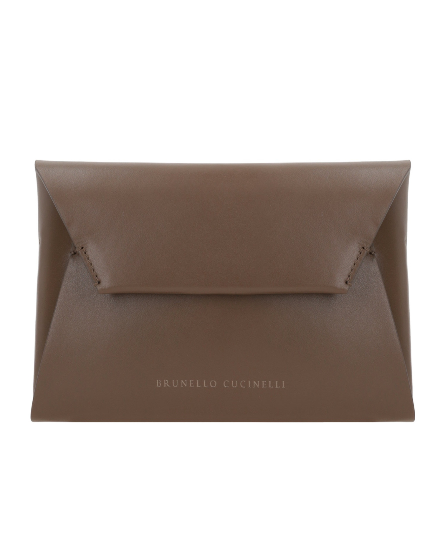 Brunello Cucinelli Duo Foldover Top Clutch Bag In Brown