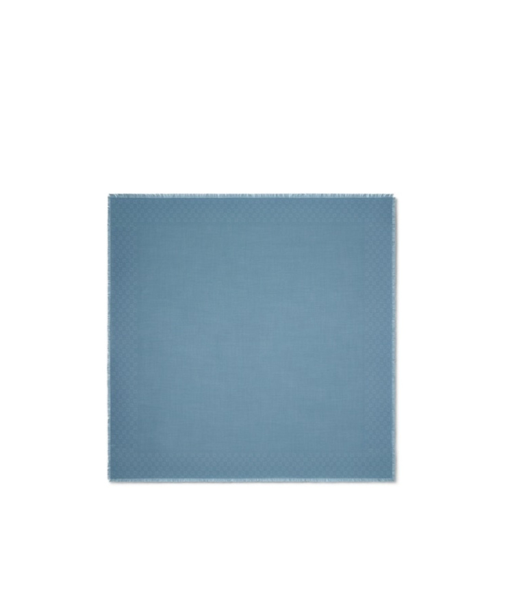 Gucci Gg Wool Silk Jacquard Shawl In Blue