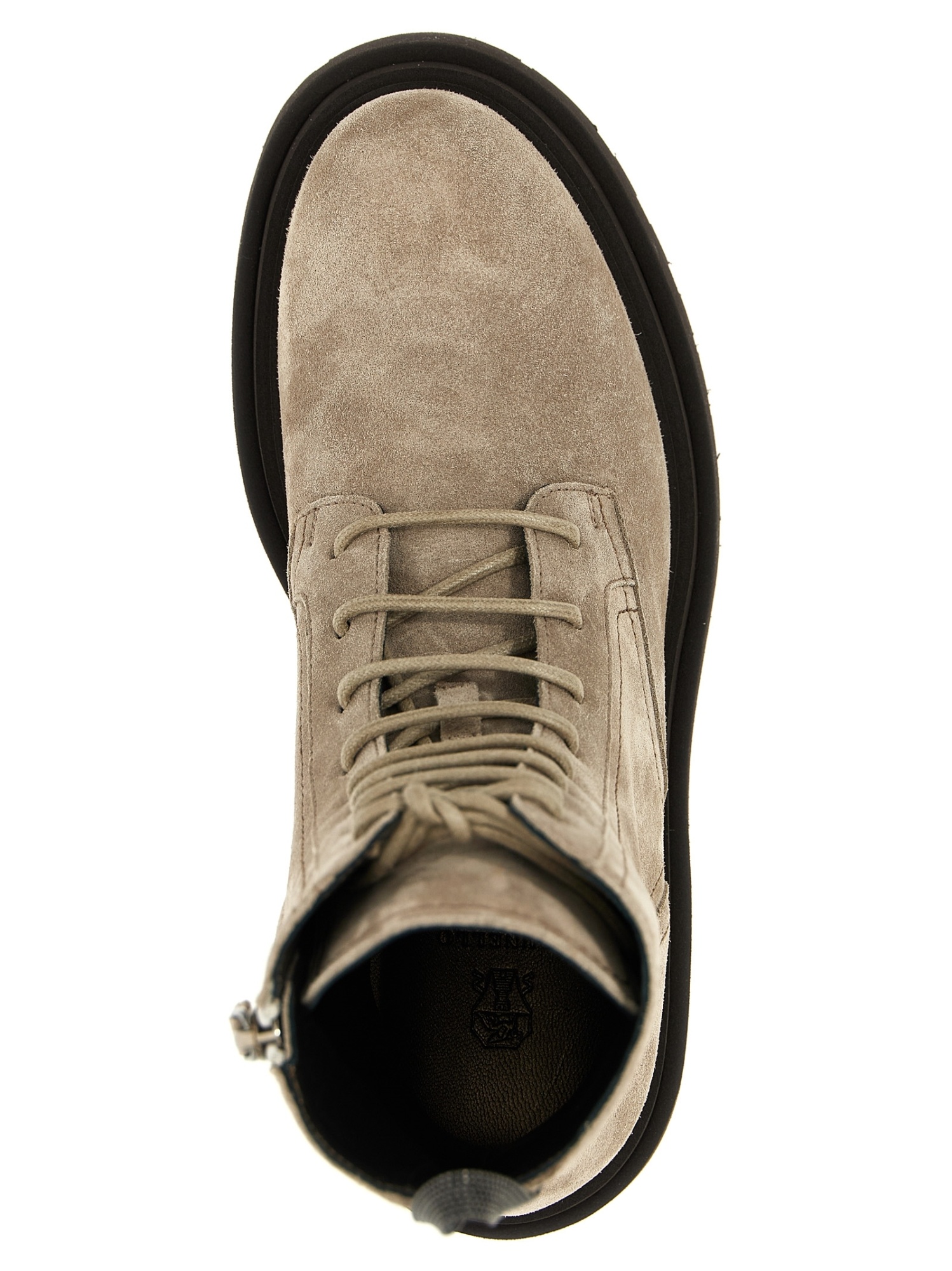 Brunello Cucinelli Grey Suede Combat Boots