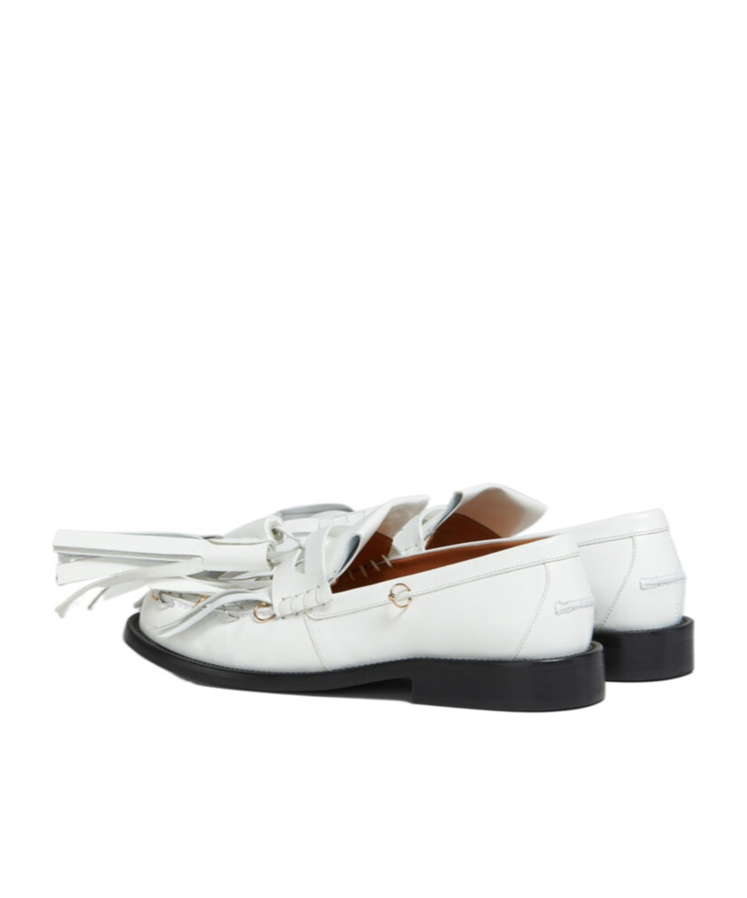 Shop Marni White Leather Bambi Loafer With Maxi Tassels