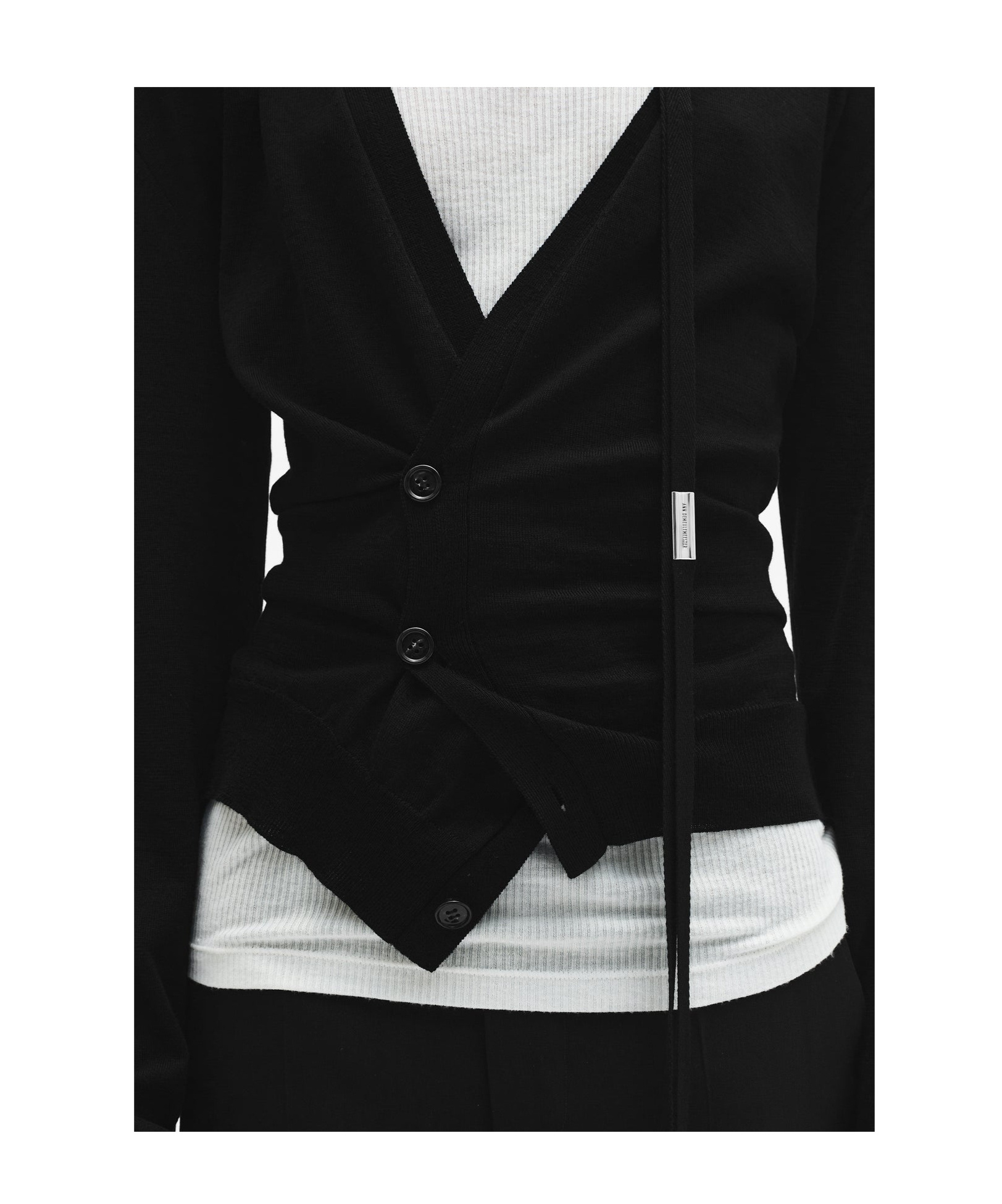 Ann Demeulemeester Zofia Asymmetric Spliced Cardigan In Black