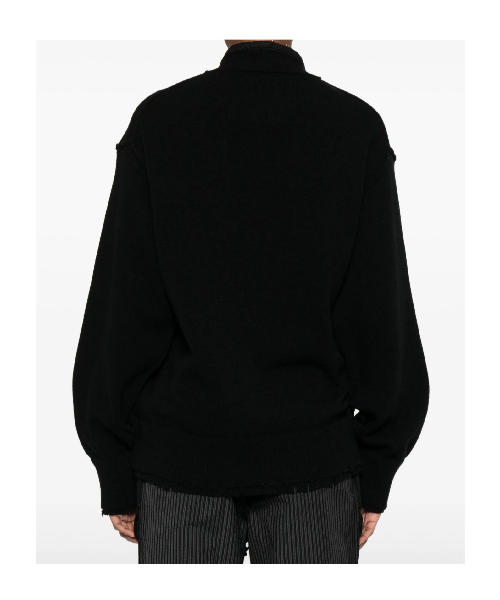 Federico Cina Corset-inspired Distressed Cardigan With Vintage Vibe In Black