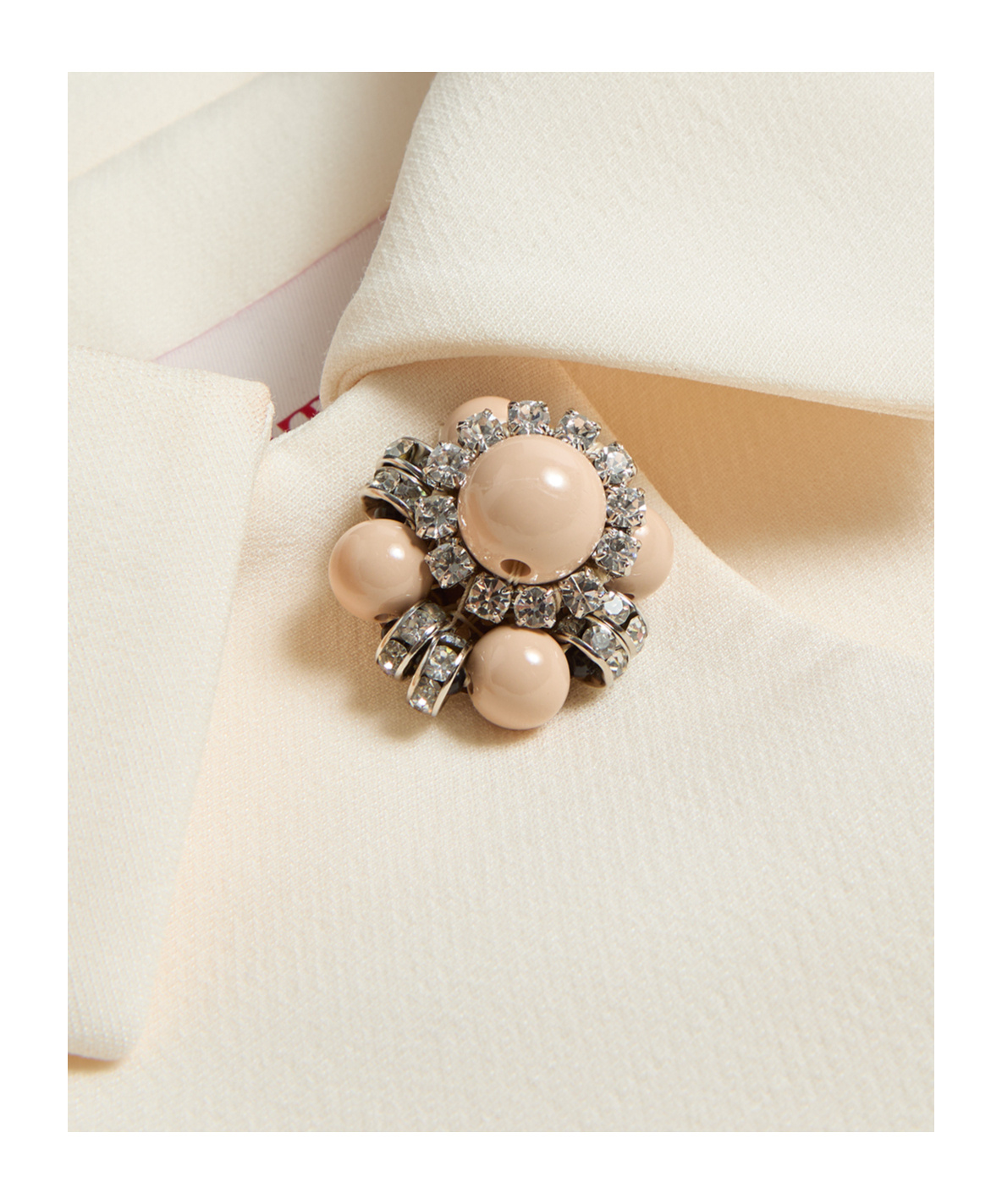 Valentino Garavani White Jacket With Spread Collar And Front Jewel Button In Wool And Silk Woman In White