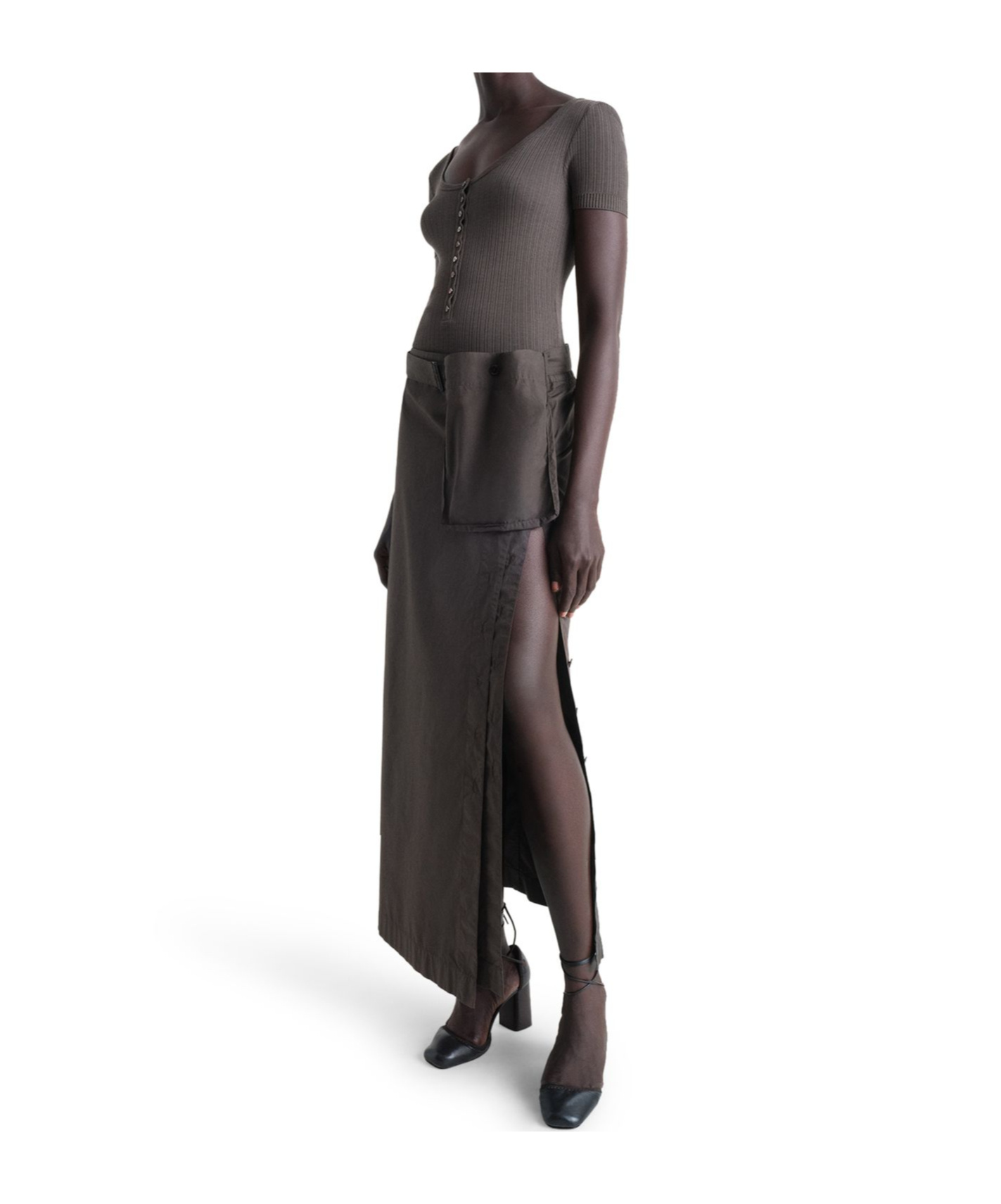 Shop Lemaire Buttoned Long Skirt In Brown
