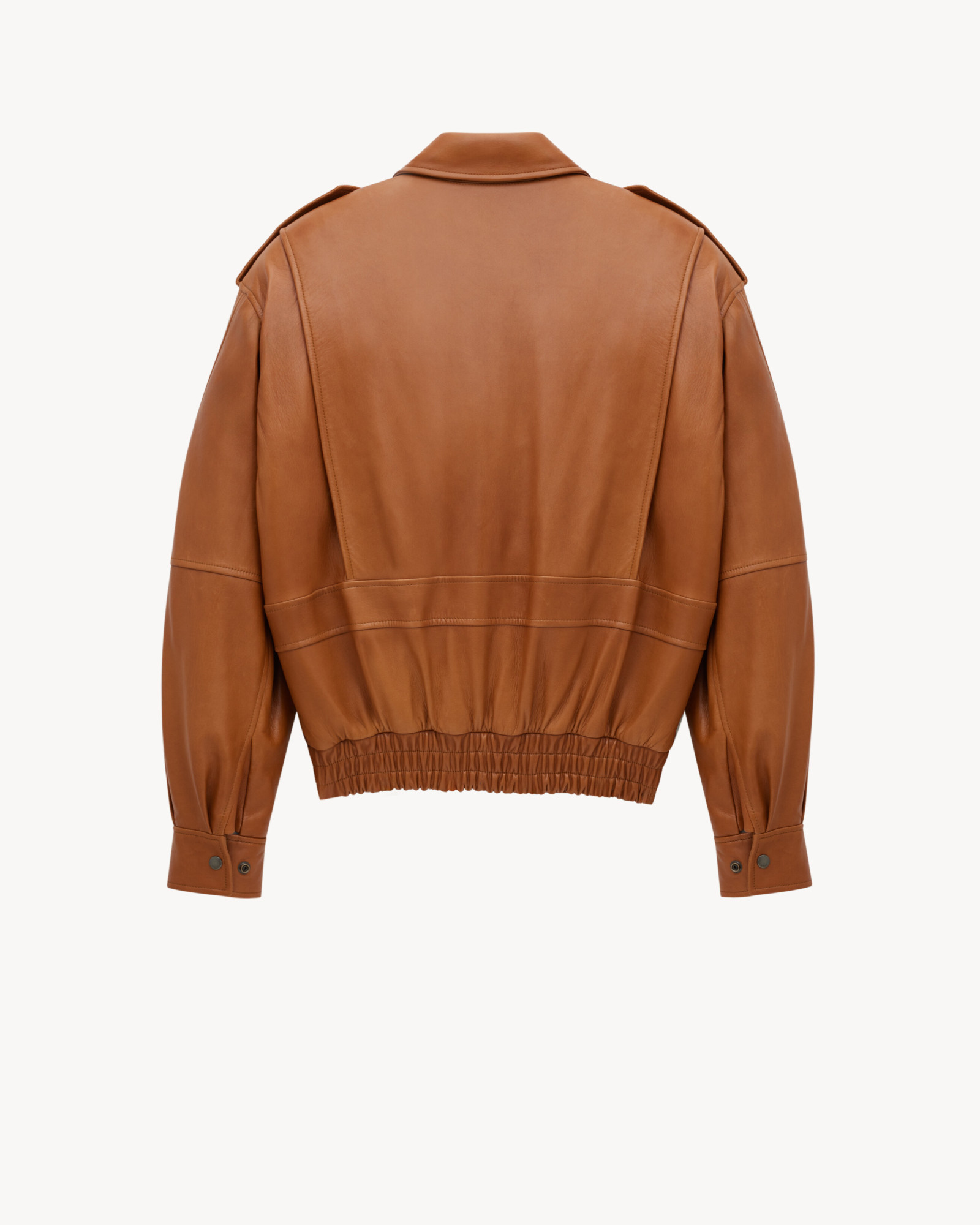 Saint Laurent Oversized Jacket In Shiny Plunged Lambskin In Brown