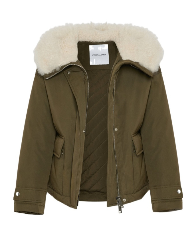 Yves Salomon Hooded Patch-pocket Jacket In Green