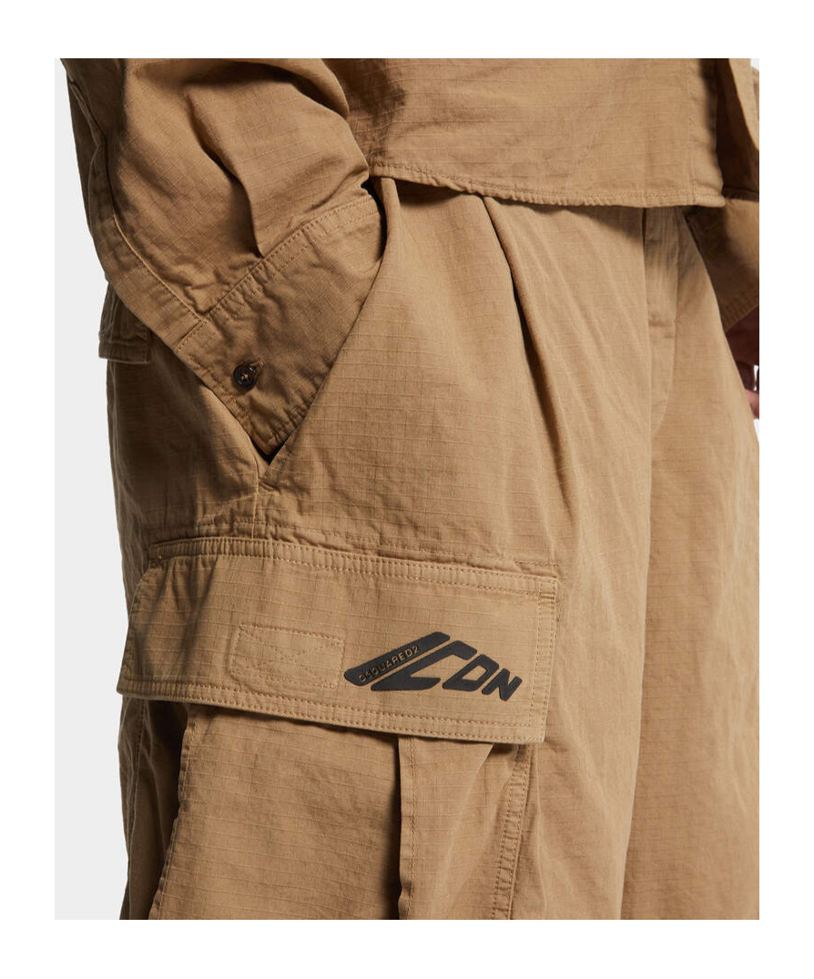 Dsquared2 Cotton Cargo Shorts In Brown