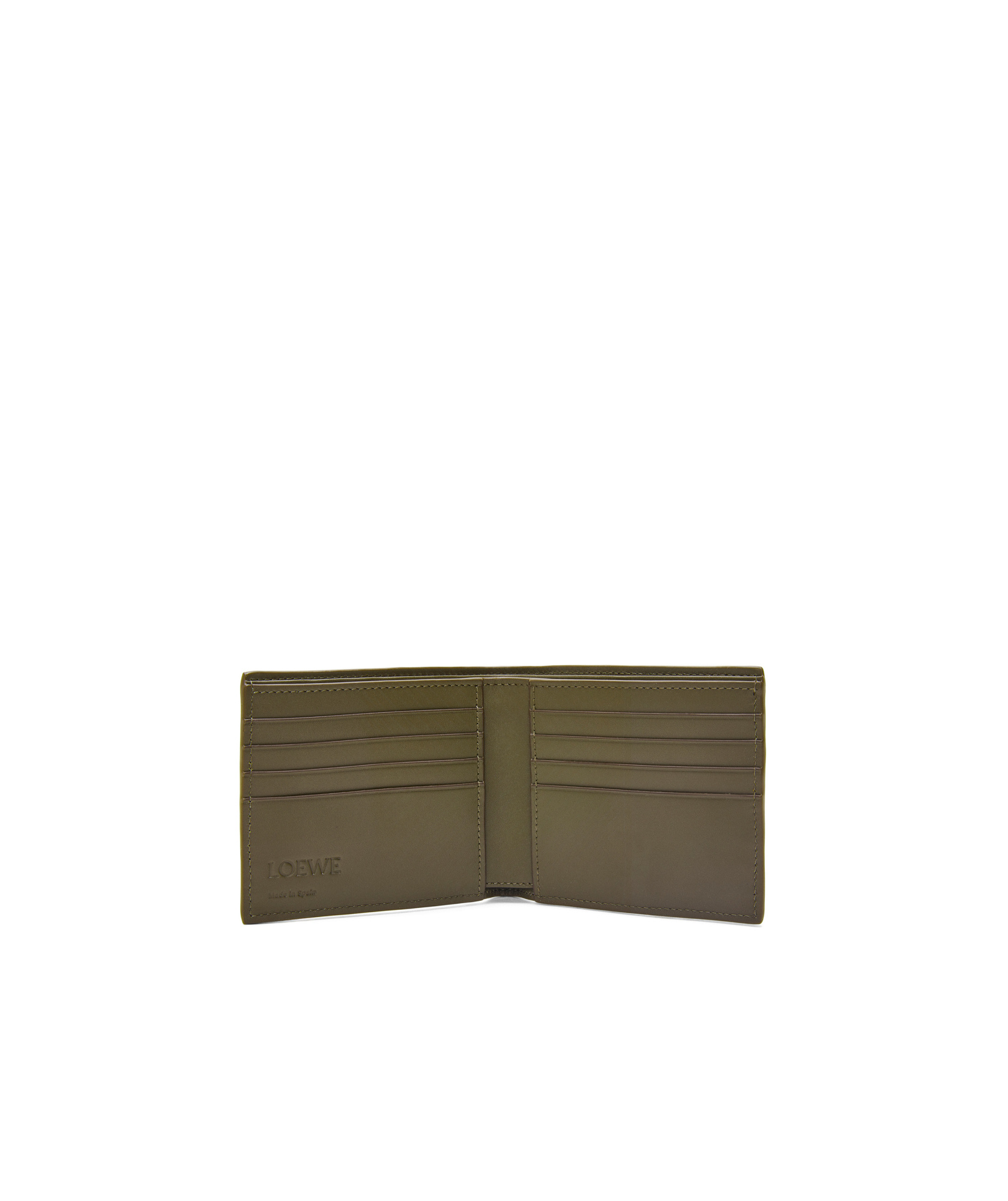 Loewe Texture Calfskin Double Fold Wallet In Green