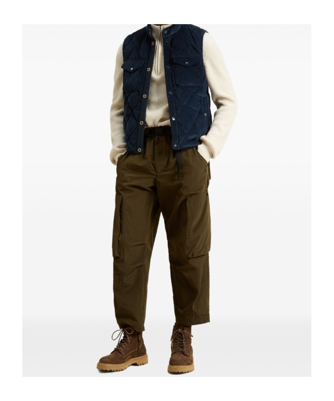 Woolrich Quilted Corduroy Jacket With Stand Collar In Blue