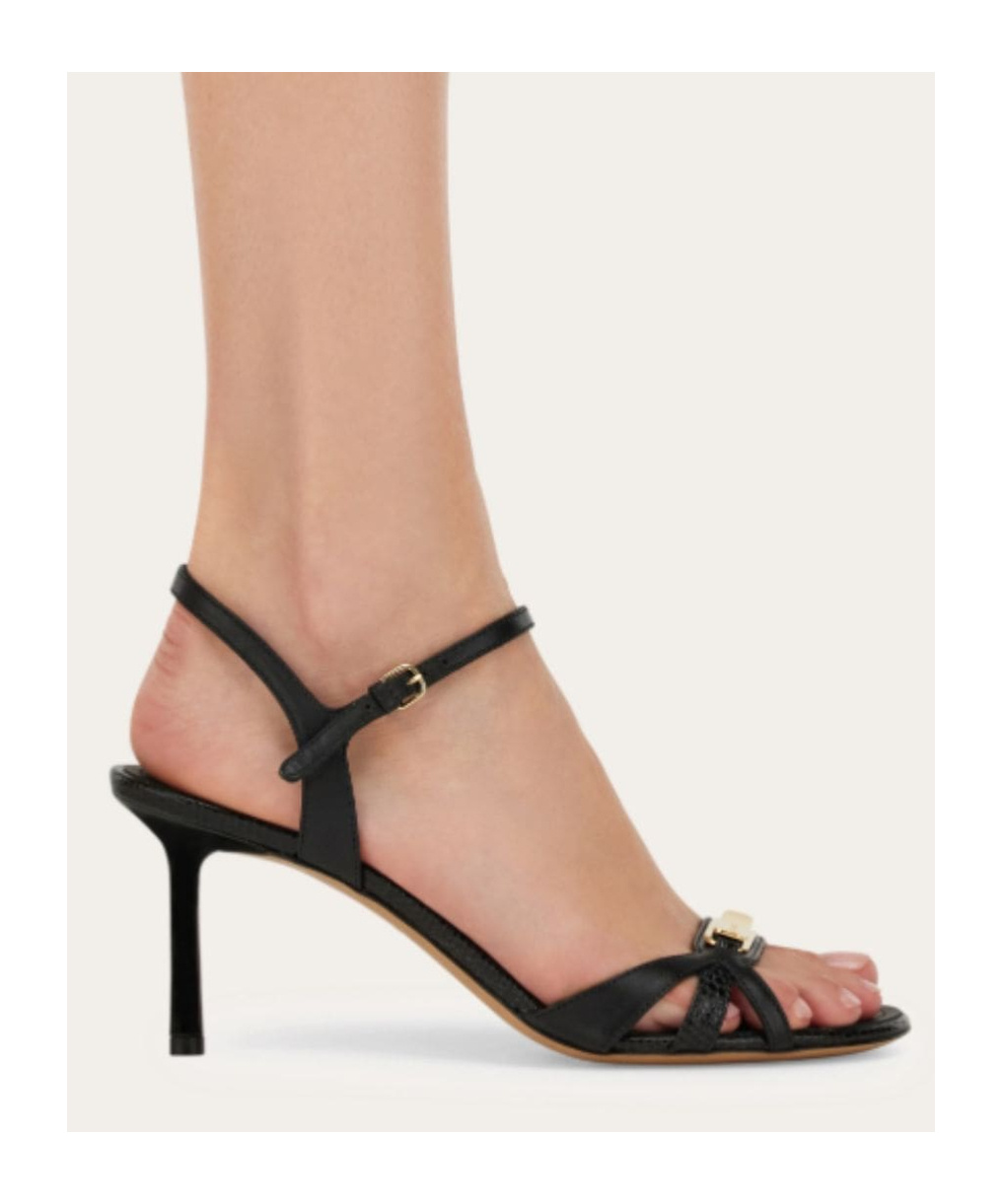 Ferragamo Strappy Sandal With New Vara Buckle In Black