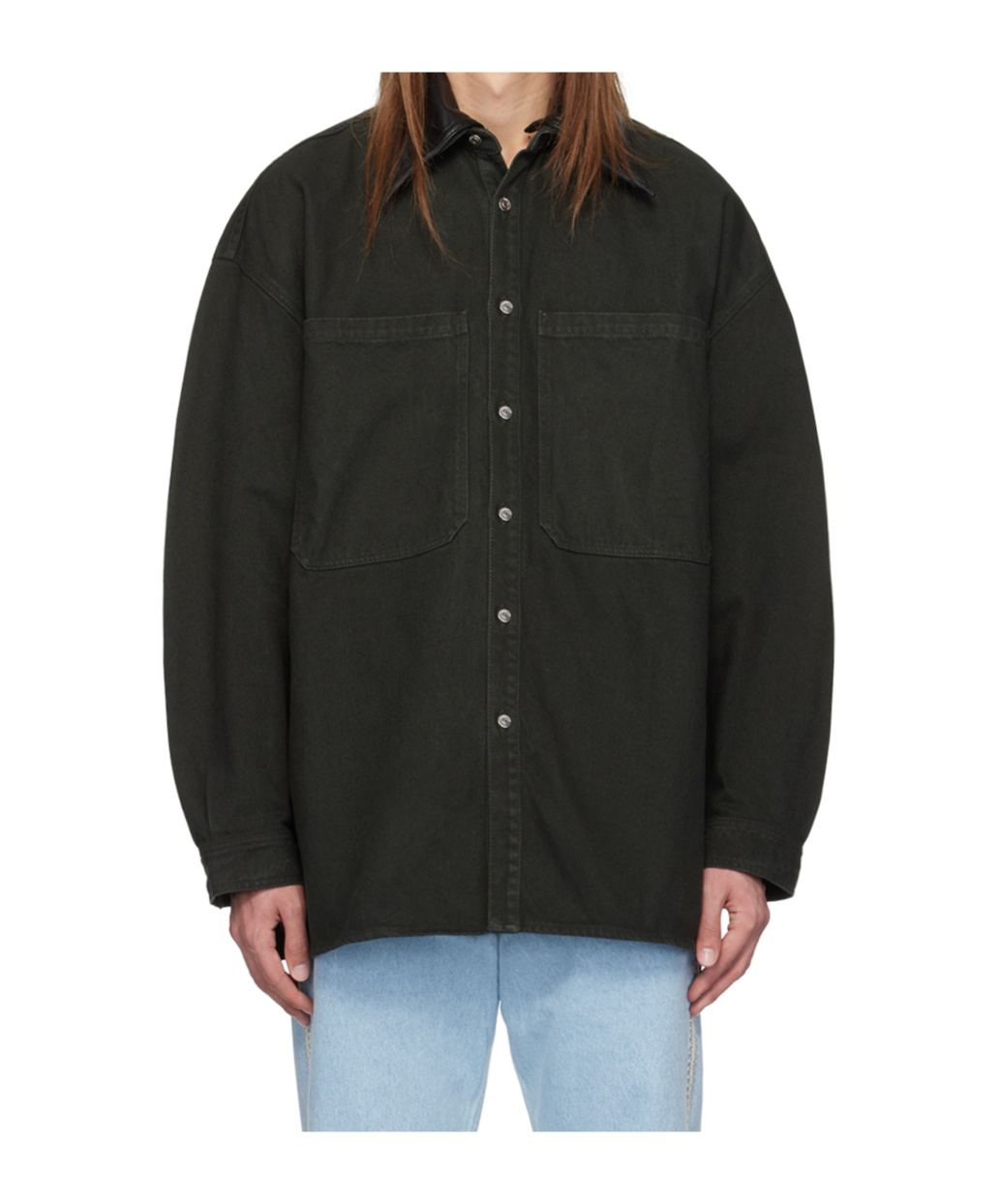 Nanushka Detachable-collar Denim Jacket In Black