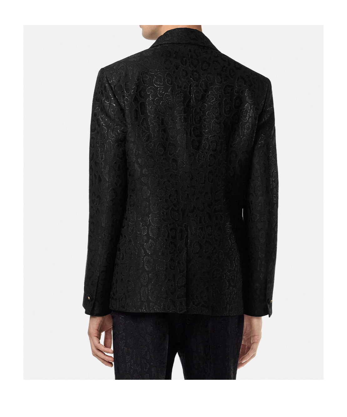 Versace Leopard-print Satin-lapel Blazer In Black