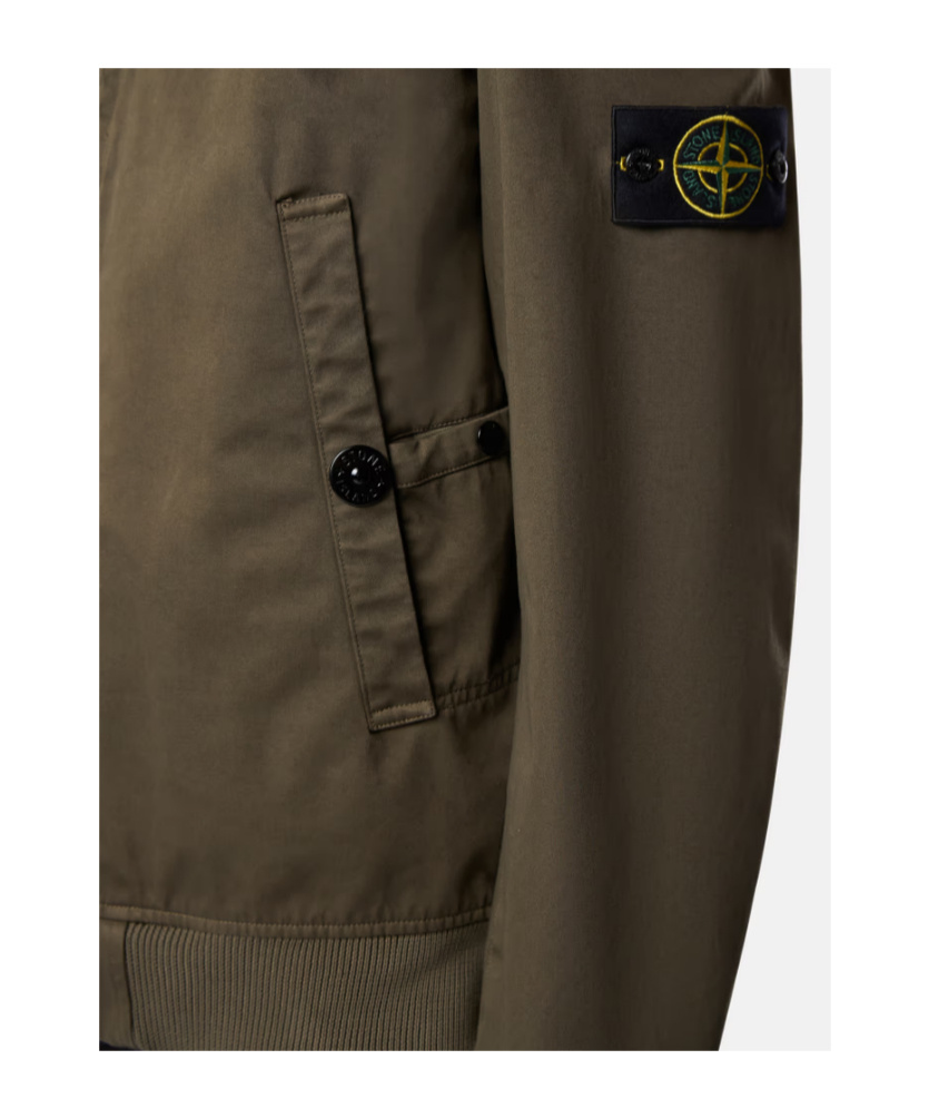 Stone Island Compass-patch Bomber Jacket In Military Green
