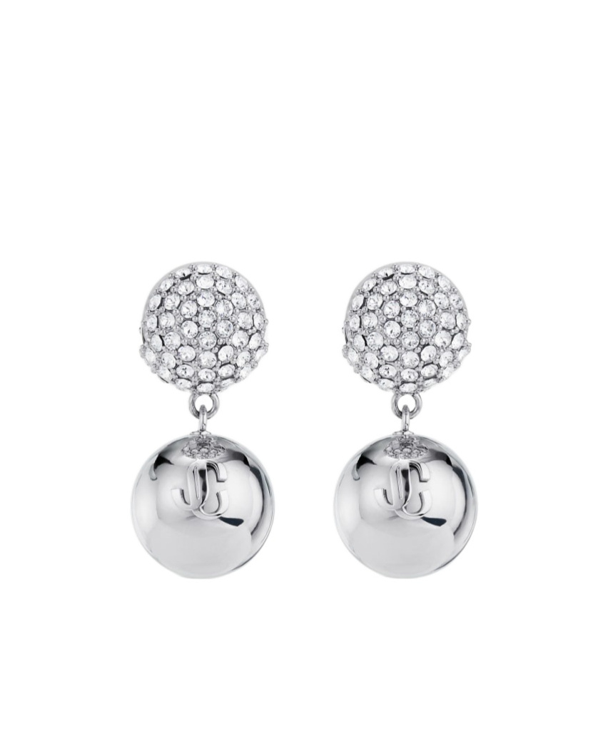 Jimmy Choo Embossed Logo Earrings In White