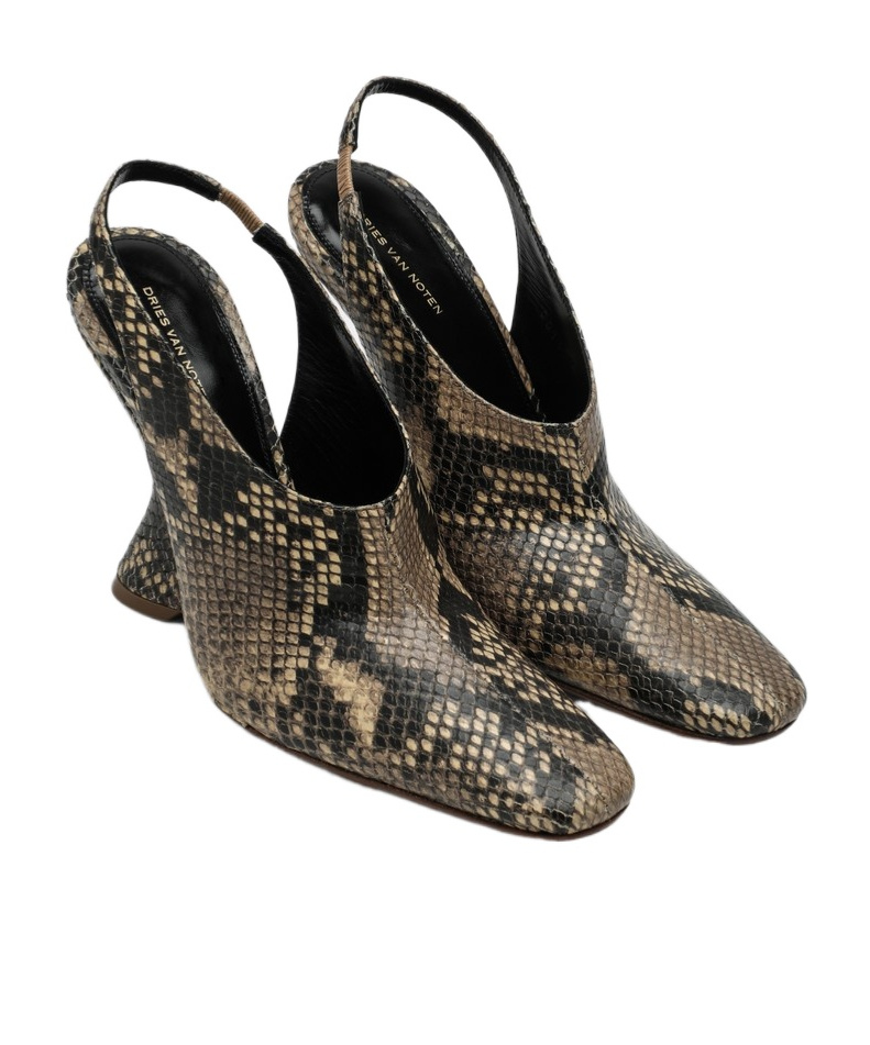 DRIES VAN NOTEN PUMPS WITH A WEDGE IN PRINTED LEATHER 