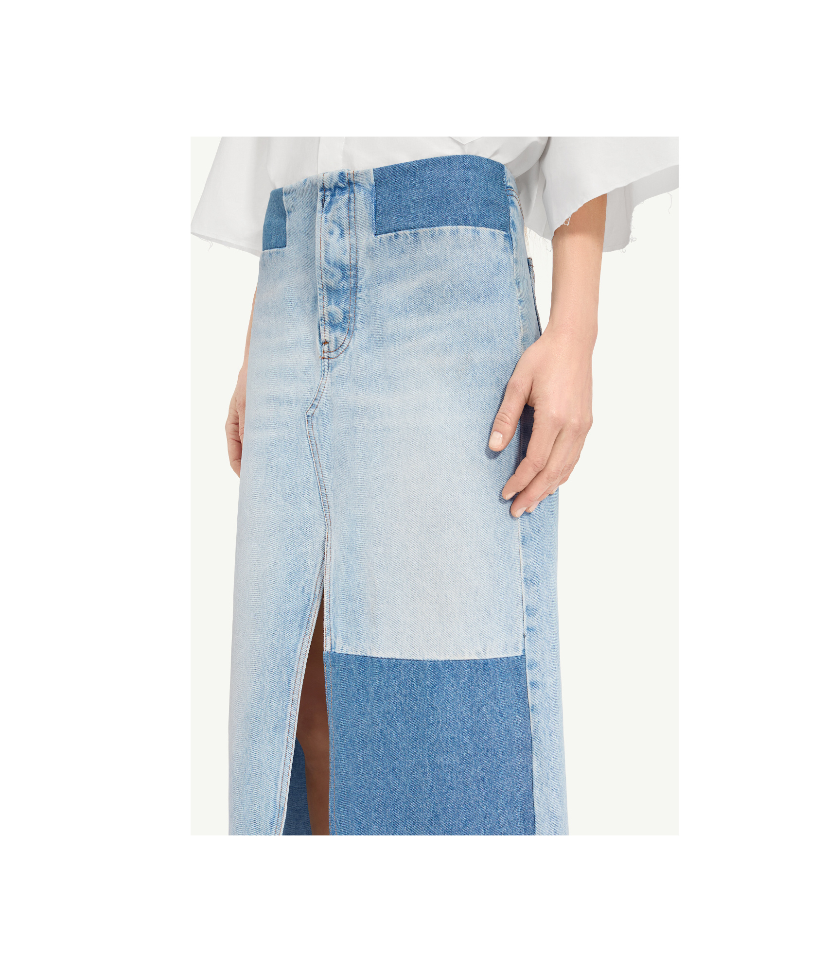 Shop Mm6 Maison Margiela Long Denim Skirt In Blue