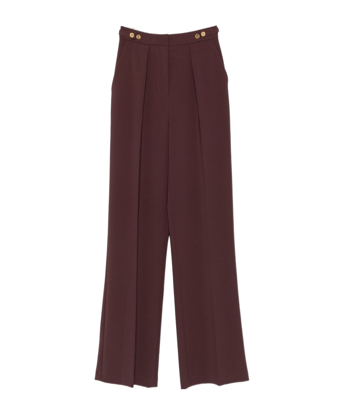Elisabetta Franchi Embellished Crêpe Trousers In Burgundy