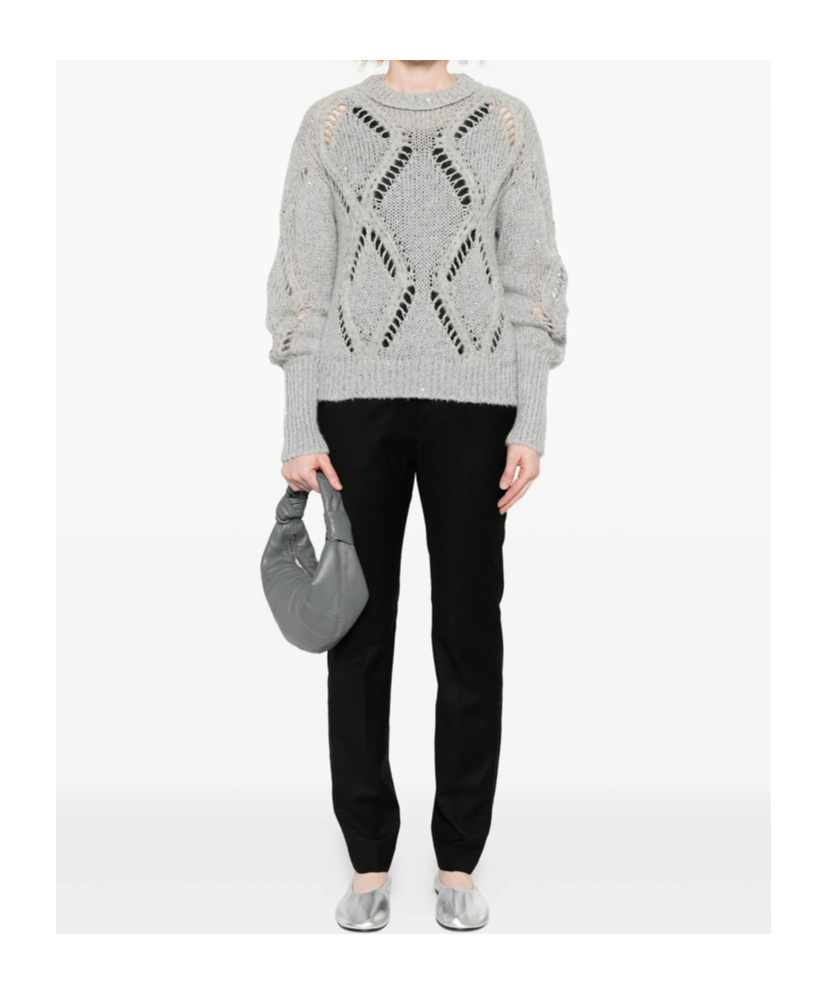 Antonelli Openwork Knit Sweater In Gray
