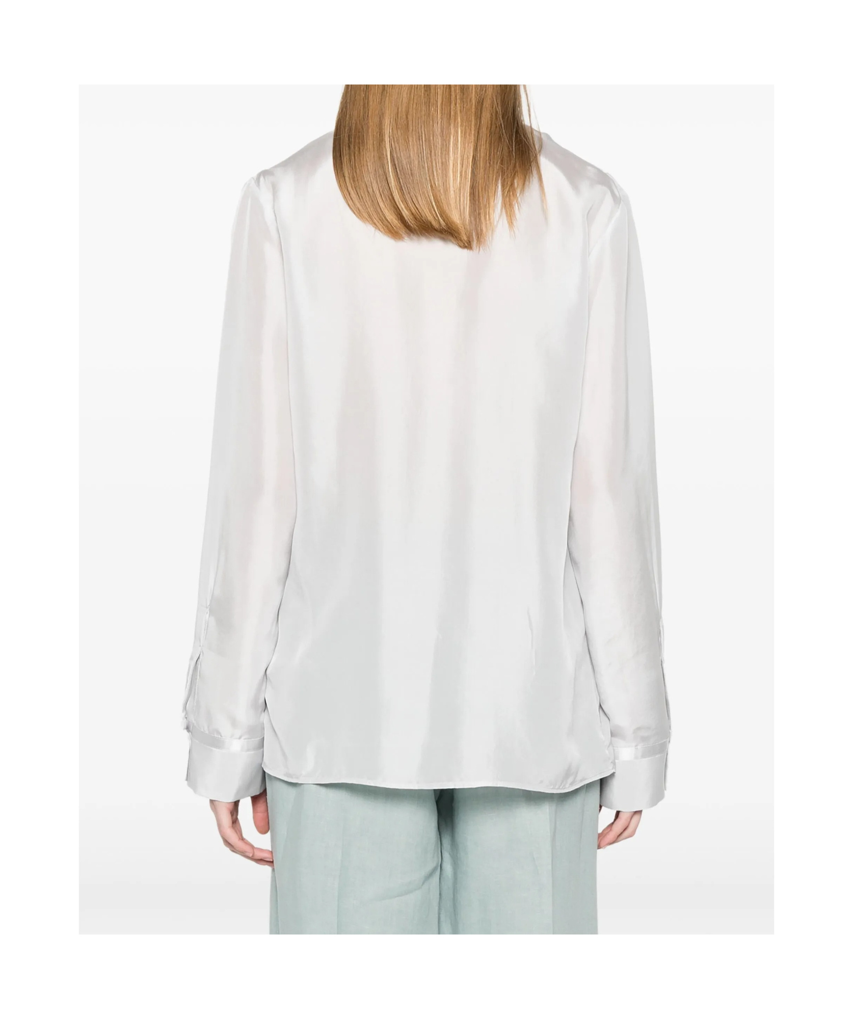 Shop Forte Forte Mandarincollar Shirt In Silk In White