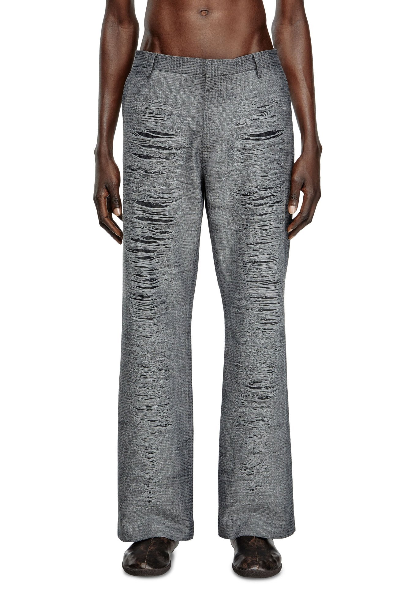 Diesel Plaid Casual Pants In Gray