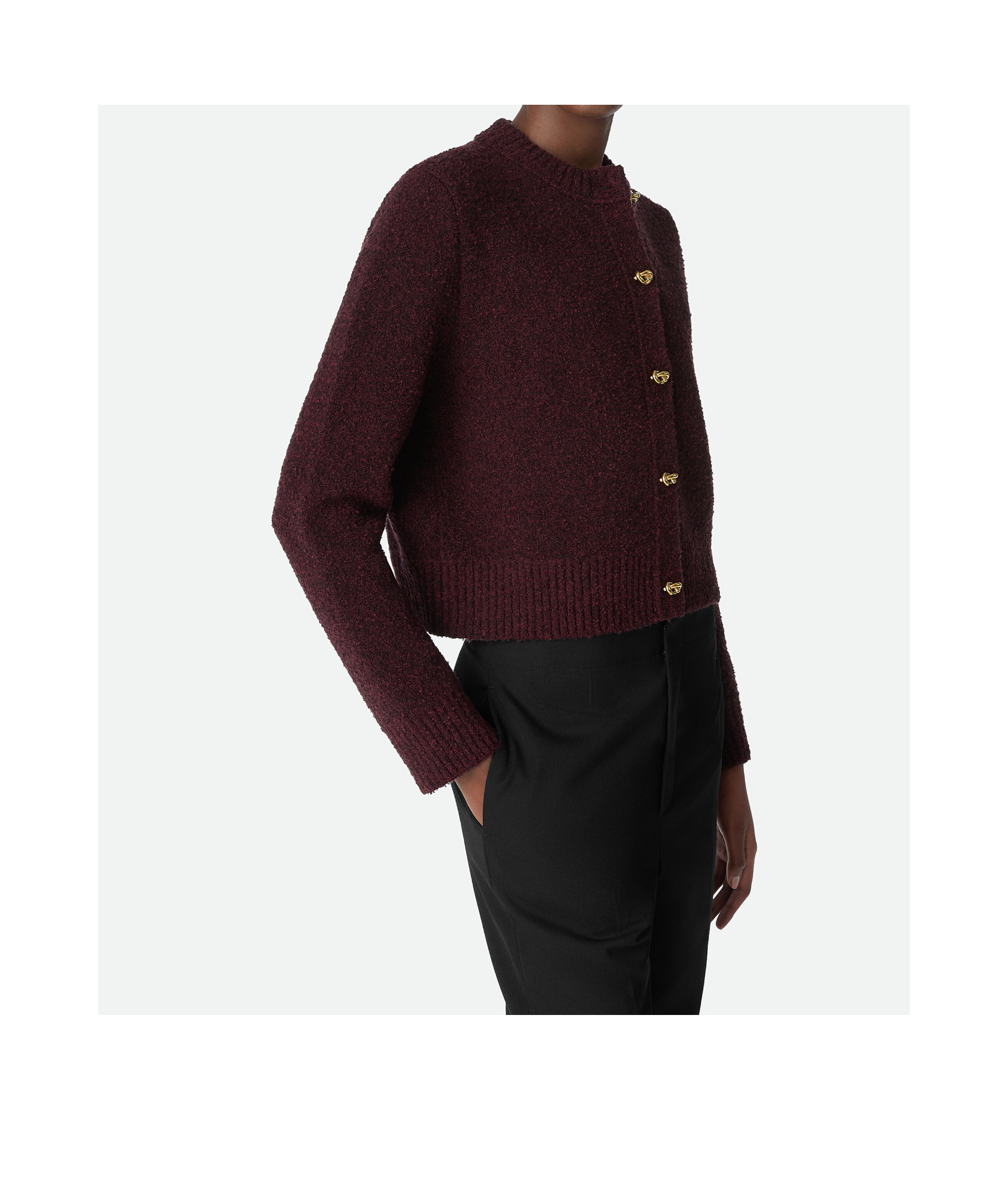 Bottega Veneta Wool Bouclé Cardigan In Brown