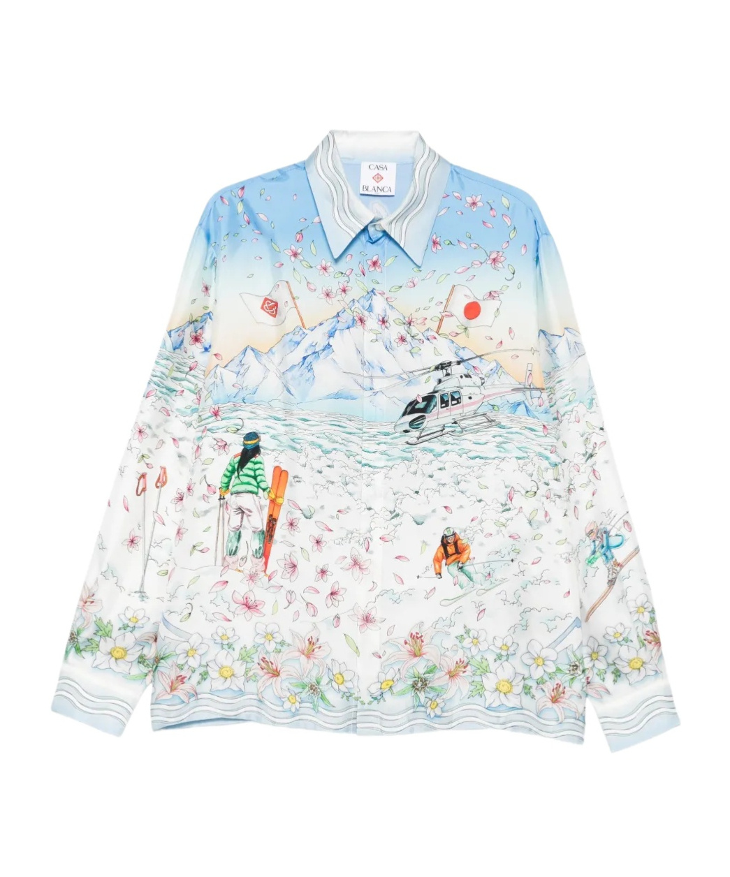 Casablanca Women Long-sleeved Graphic Print T-shirt In Blue