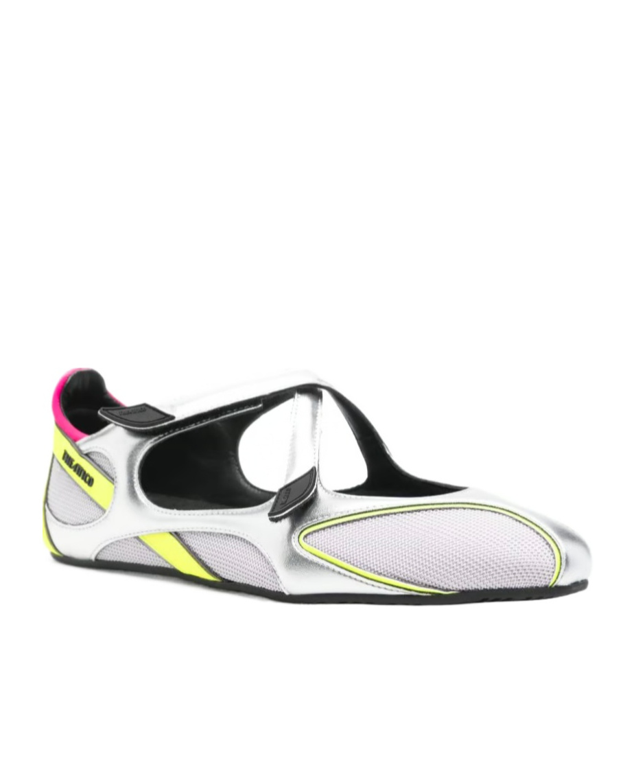 Attico Floor 01 Multicolor Ballet Shoes With Logo On The Side And Cut-out Design In Fabric Woman In Multi
