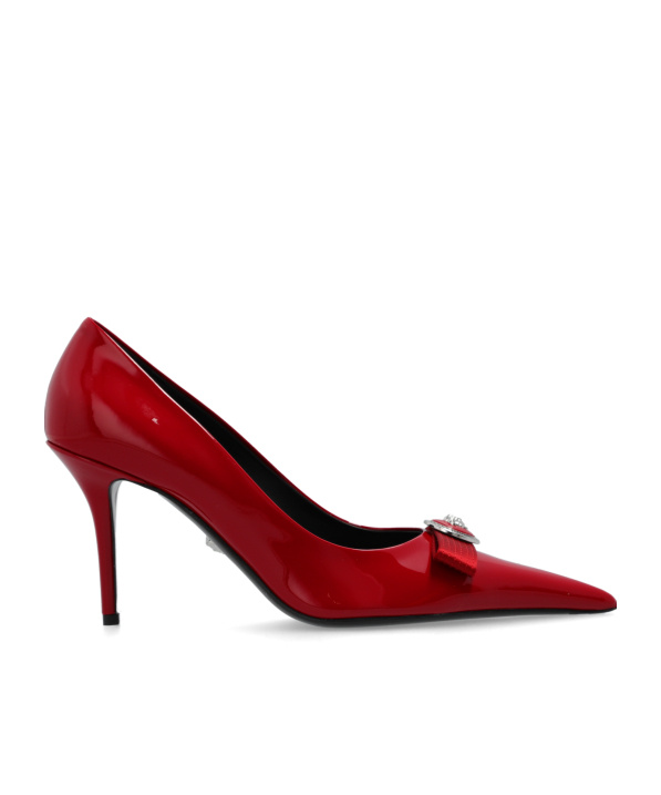 Versace Gianni Ribbon Escarpins Vernis 85 Mm In Red
