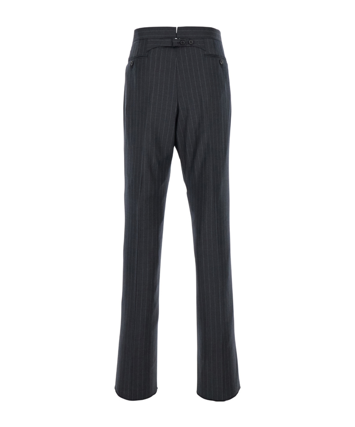 Thom Browne Grey Pinstripe Pants With Concealed Closure In Wool Man In Black