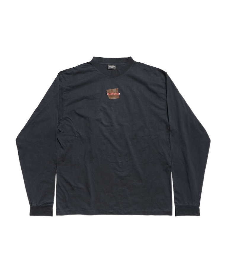 Balenciaga Taped  Back Long Sleeve T-shirt Medium Fit In Faded Black/white/red