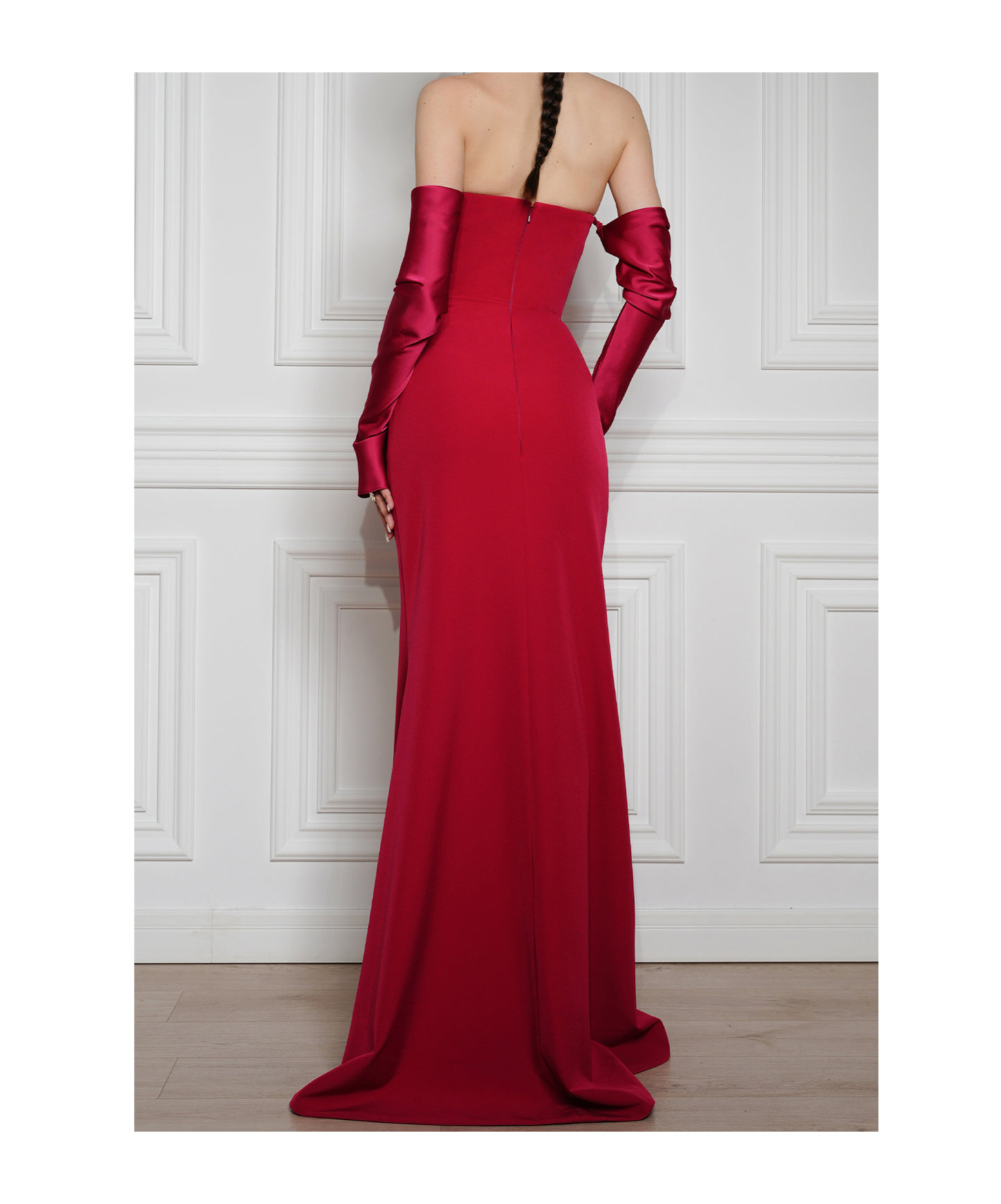 Rhea Costa Crepe Satin Dress In Red
