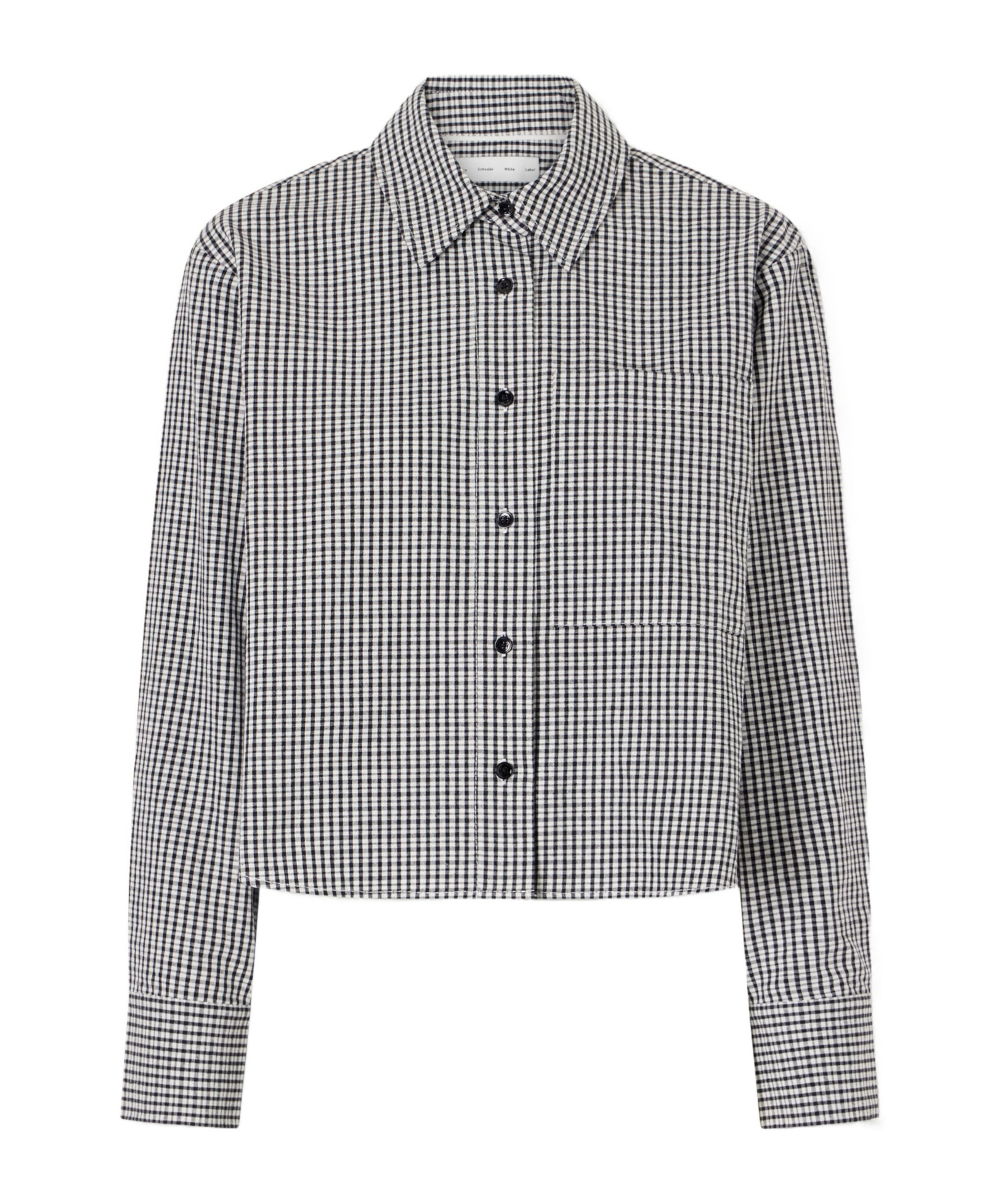 Proenza Schouler Olive Cropped Checked Cotton And Linen-blend Poplin Shirt In Gray