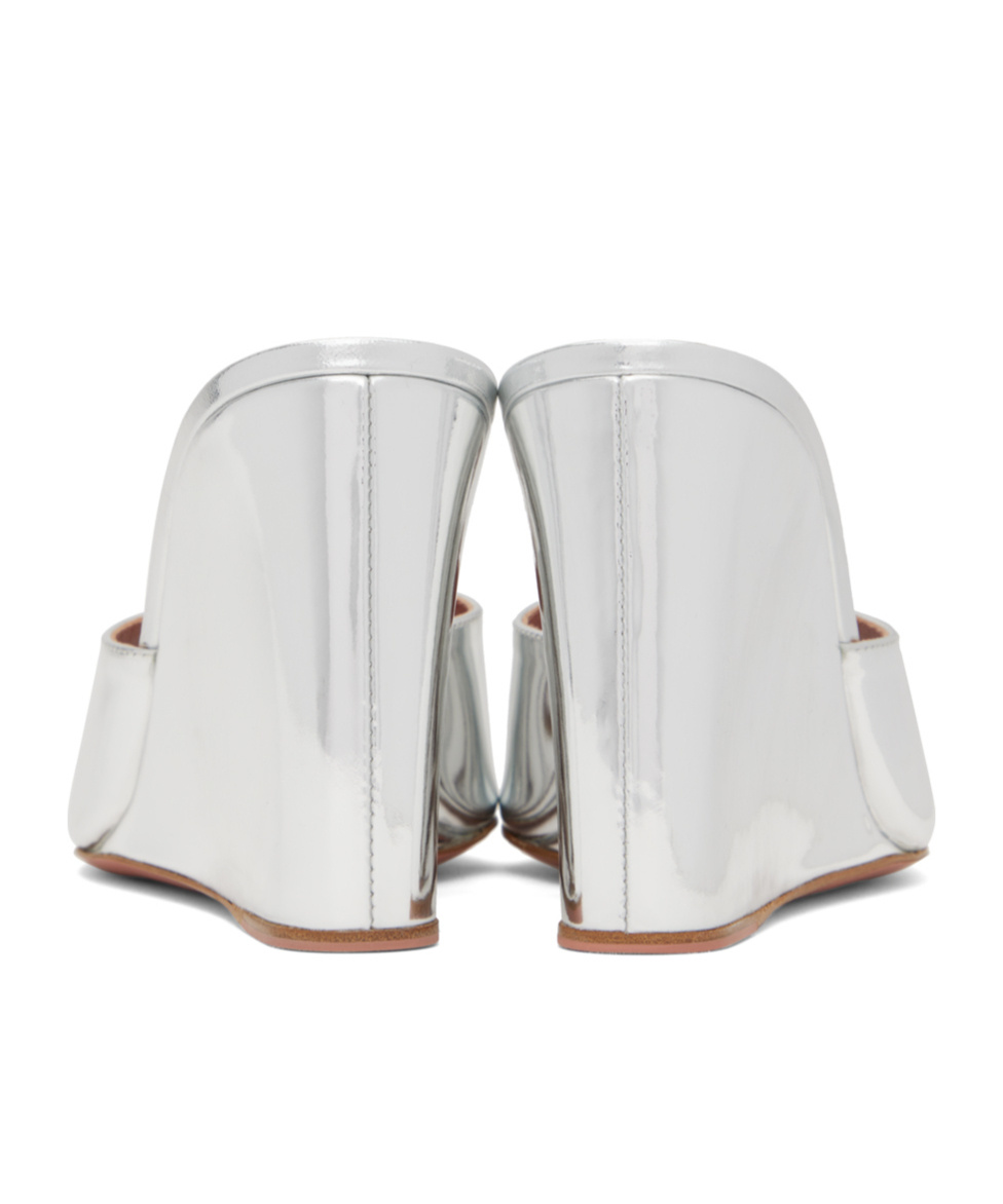 Amina Muaddi Off-white Lupita Glass Wedge Heeled Sandals In White