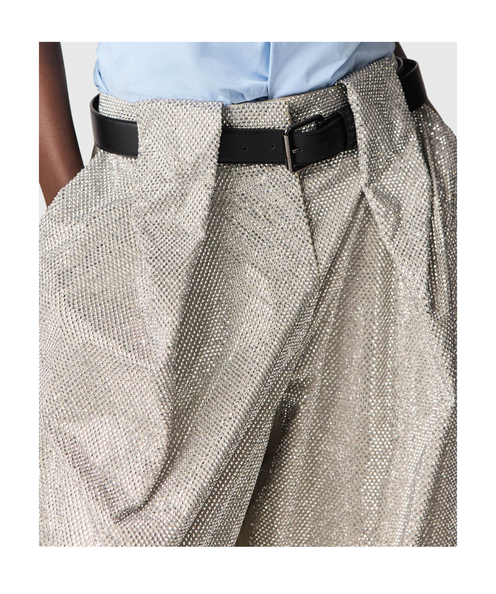 Stella Mccartney Crystal Hotfix Balloon Trouser In Silver
