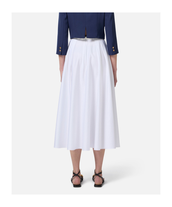 Elisabetta Franchi Satin Skirt With Belt In White
